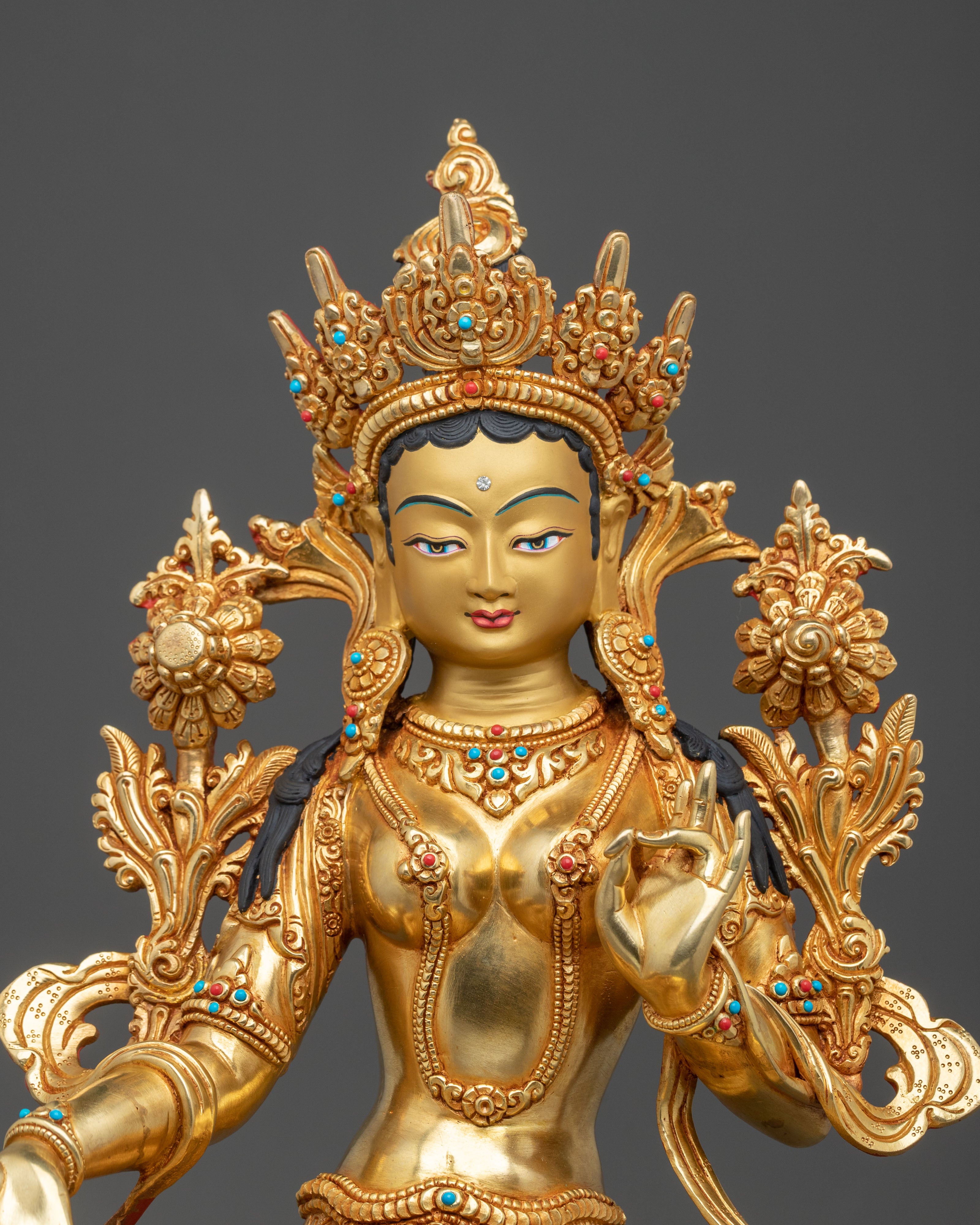 Handmade Green Tara Himalayan Sculpture | Tibetan Protector