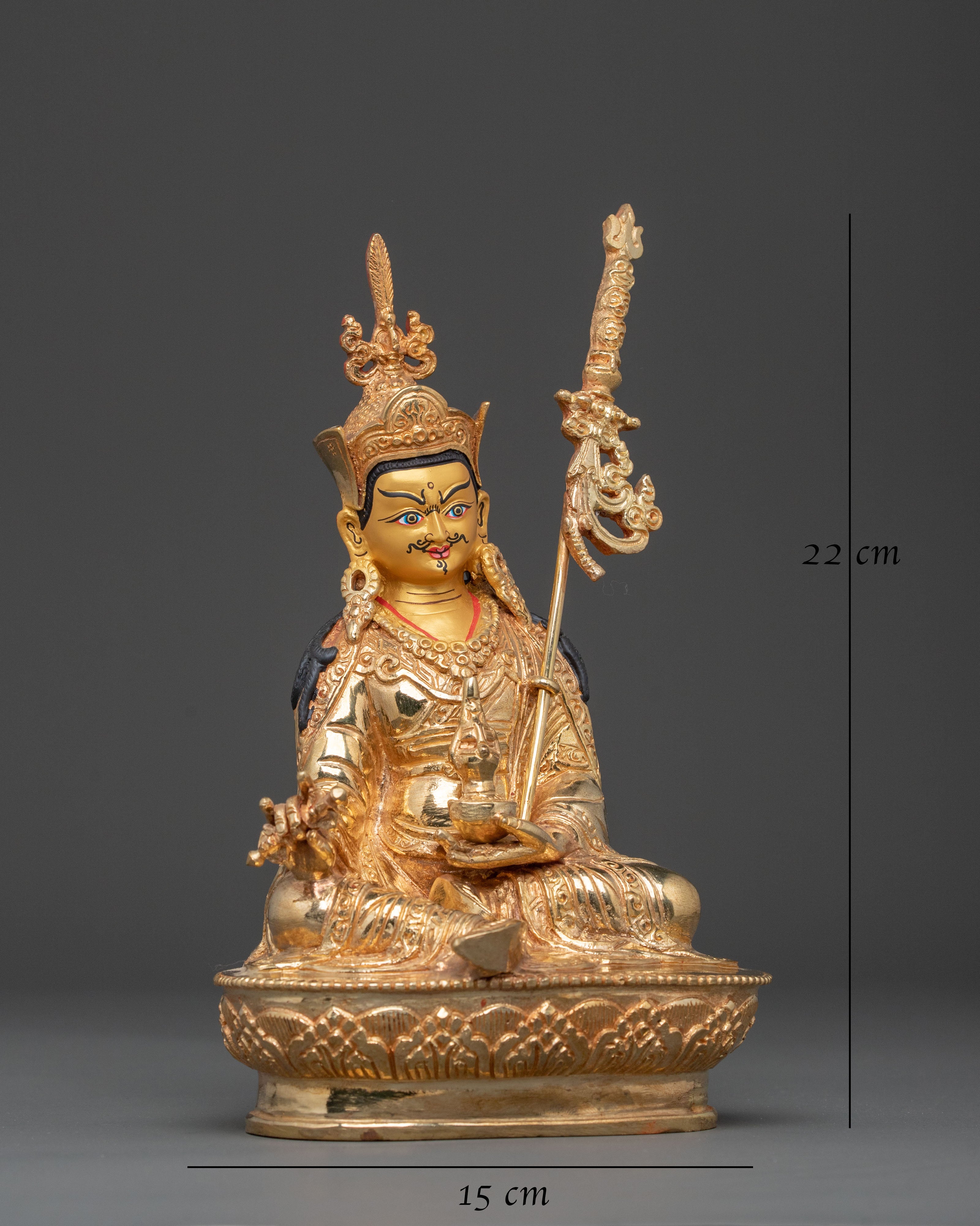 Guru Rinpoche: 24k Gold Gilded Enlightened Statue