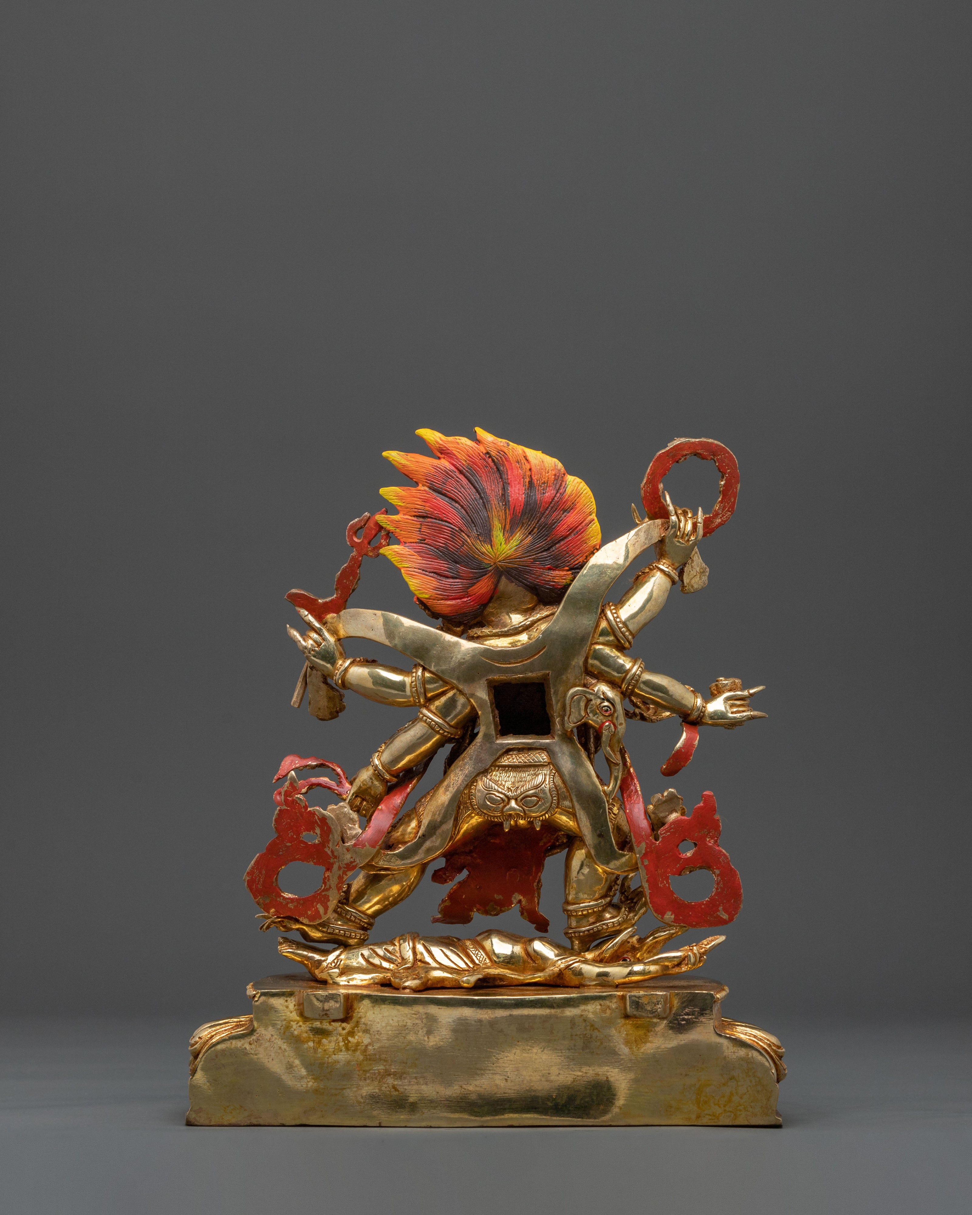 Six Armed Mahakala Golden Statue | Buddhist Protector