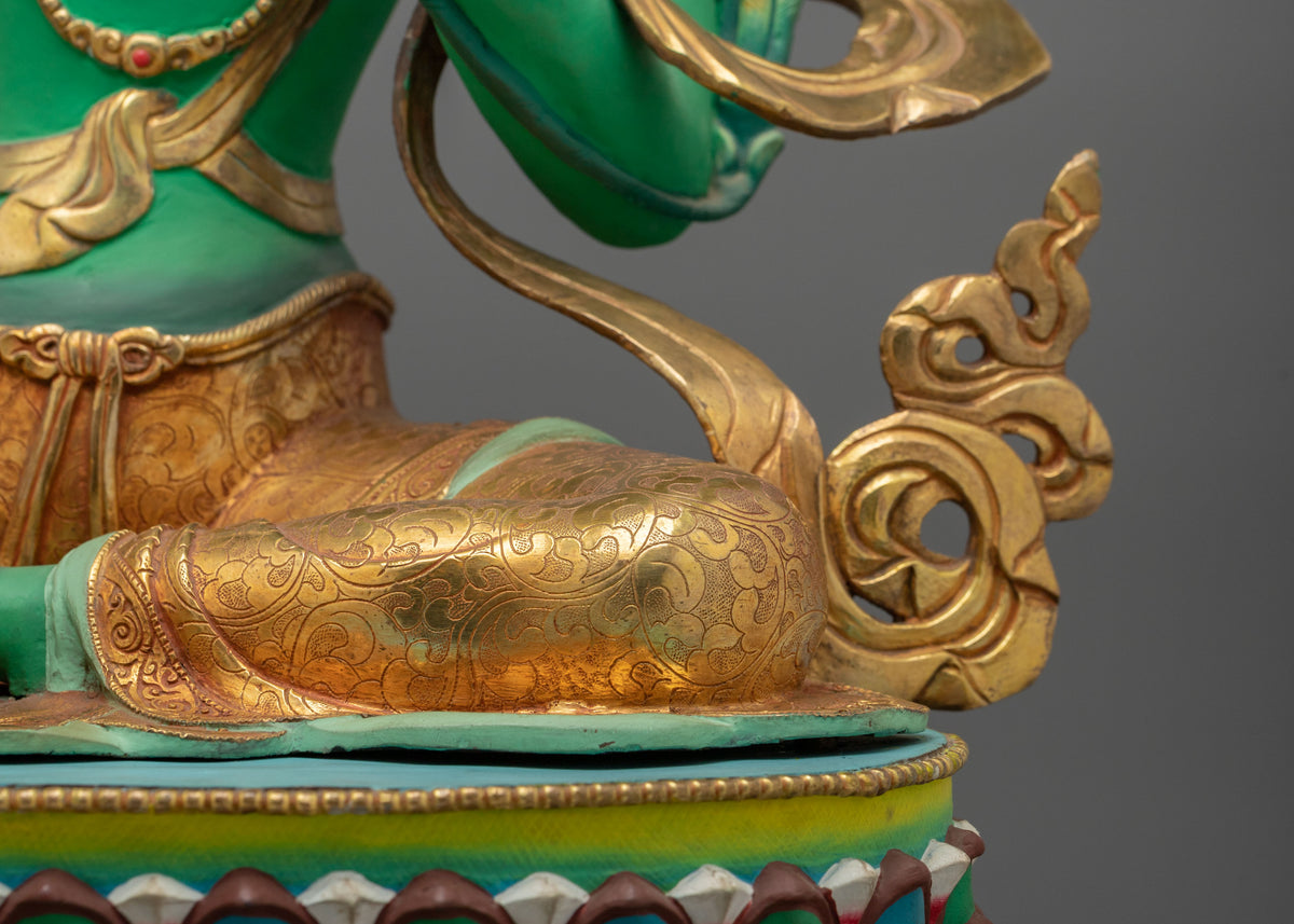 Green Tara Copper Statue with 24K Gold Gilding