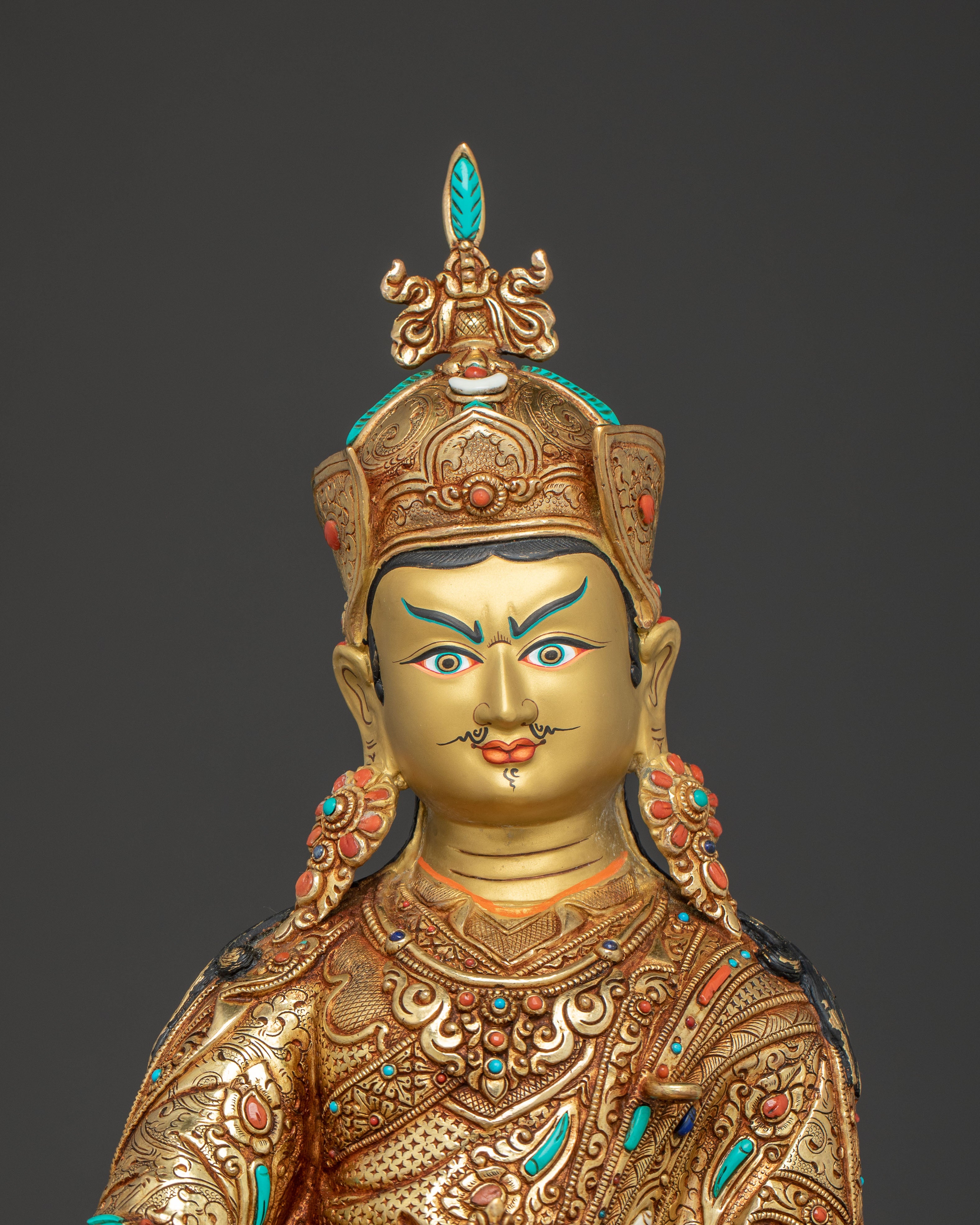 Lotus-Born Golden Statue of Guru Rinpoche | The Tantric Master