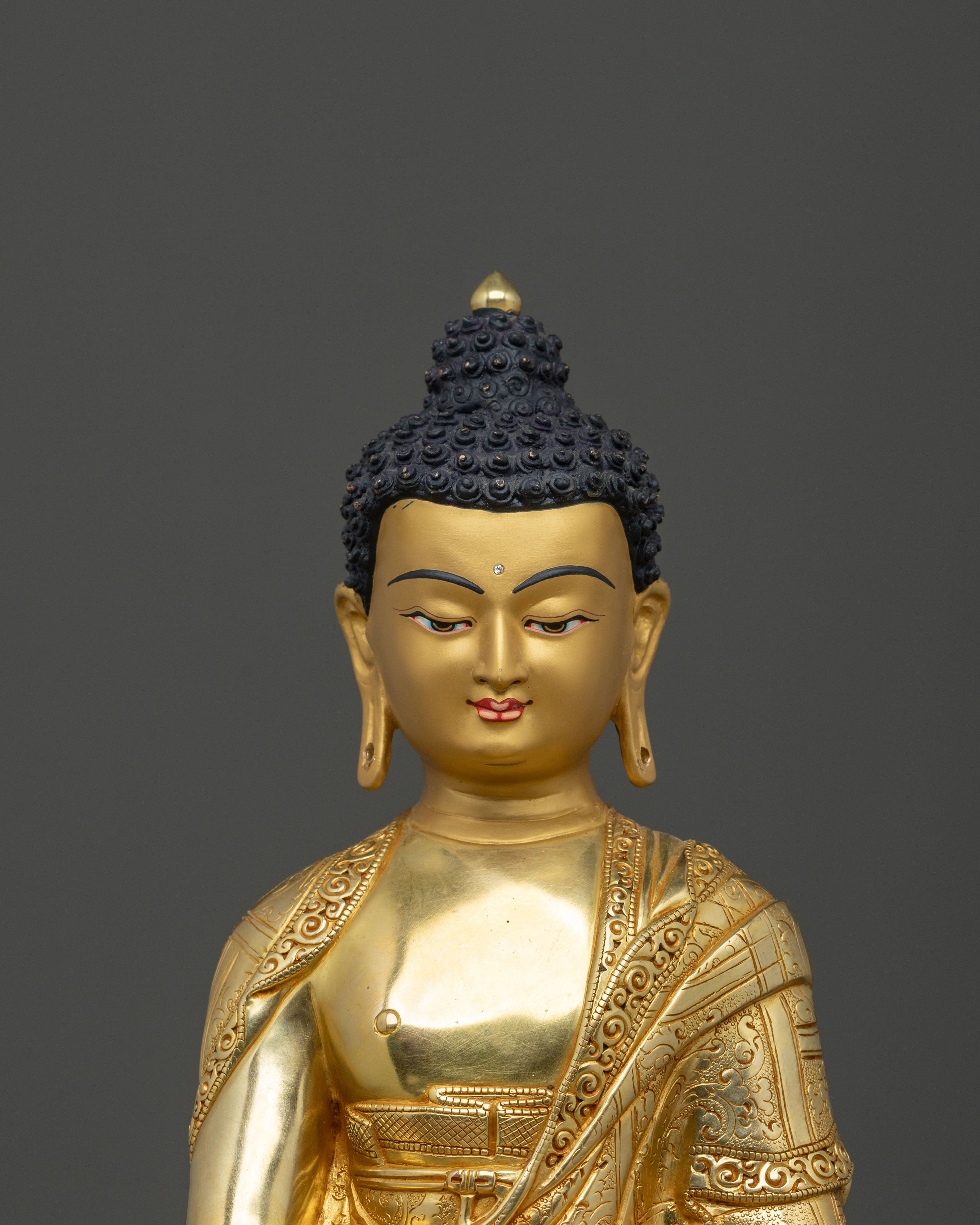 Handcrafted Crown Shakyamuni Buddha Spiritual Sculpture