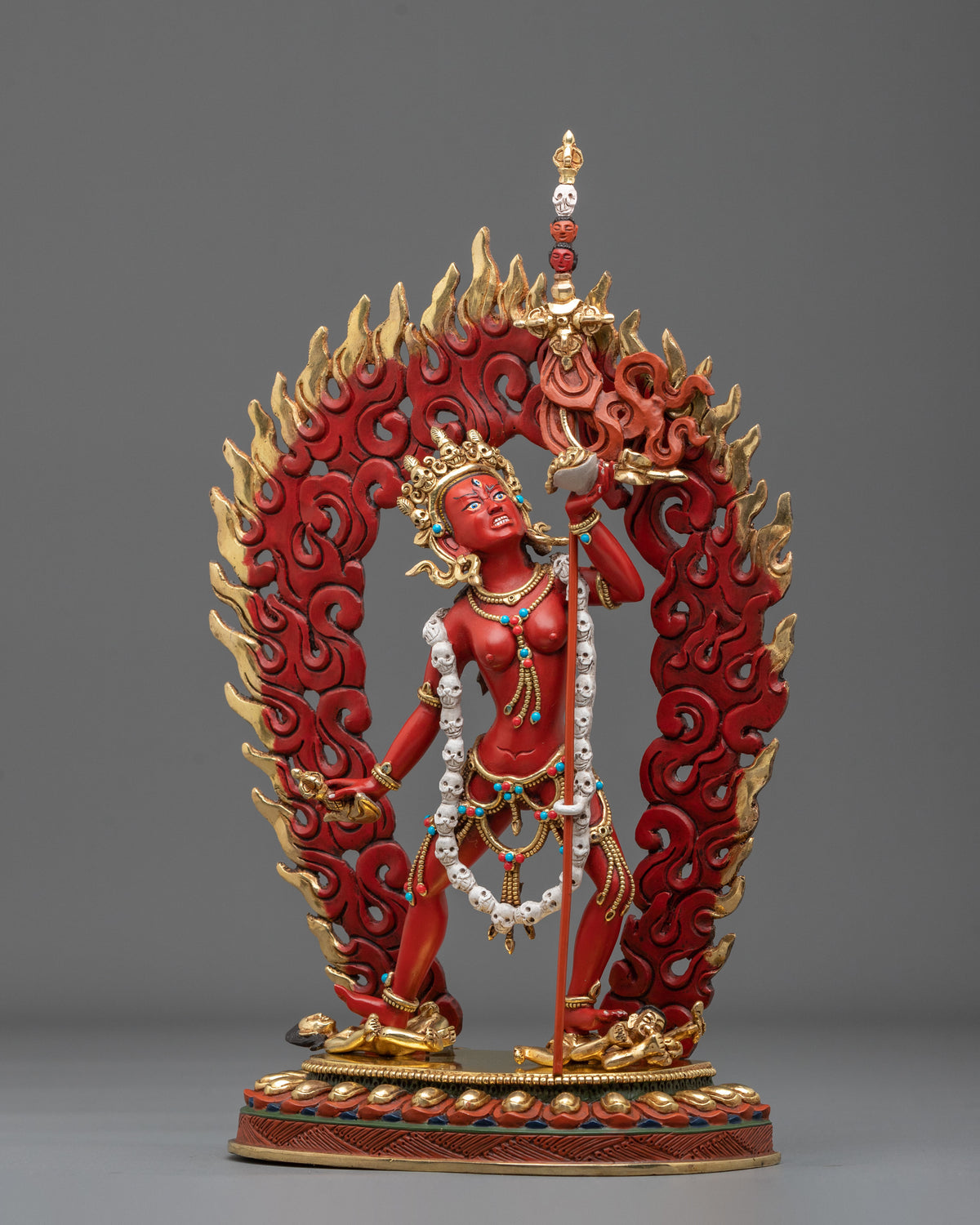 Copper Vajrayogini Statue with Gold and Acrylic Painting | Flame of Wisdom