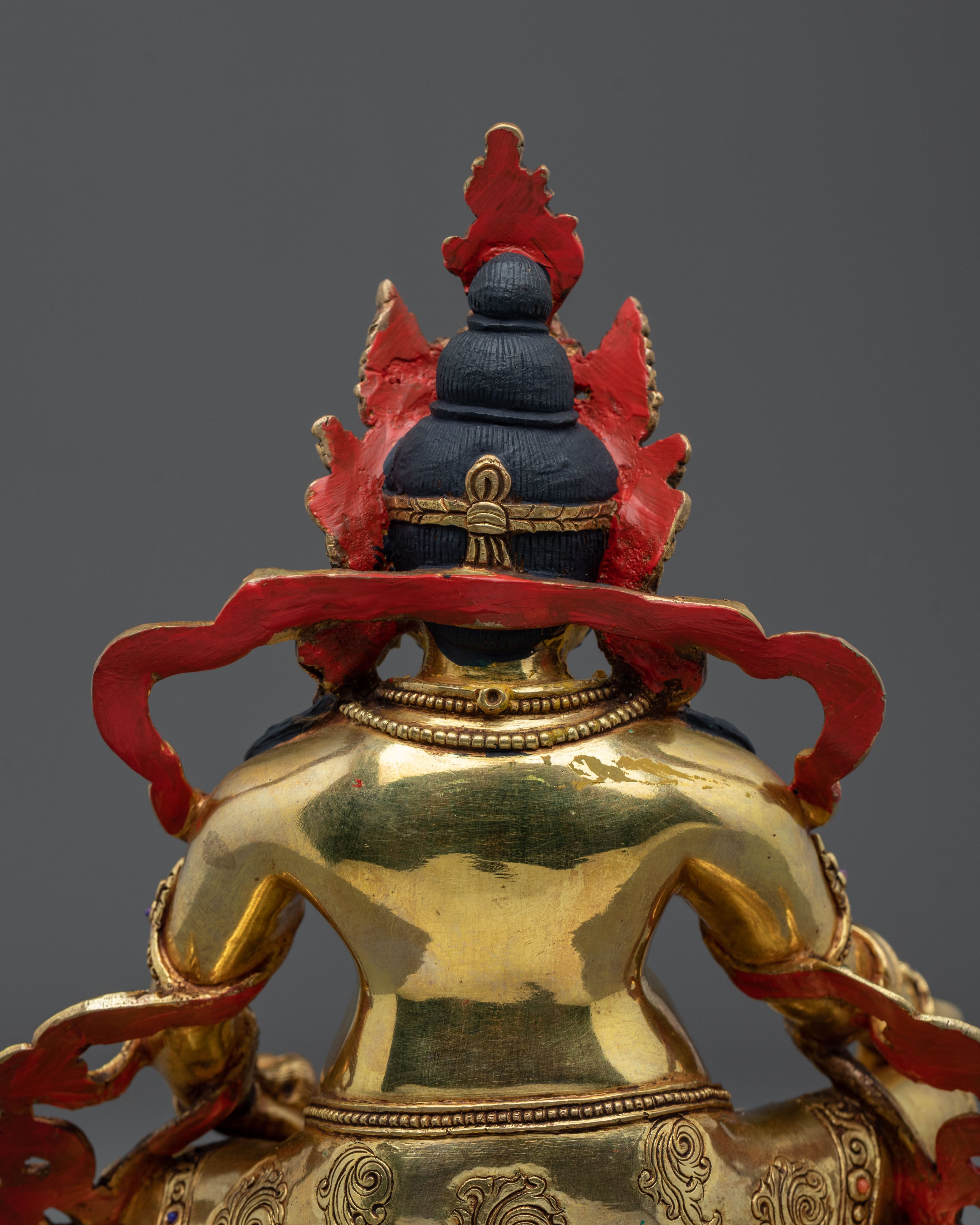 Handmade Dzambhala Copper Statue | 24K Gold Gilded Wealth Deity