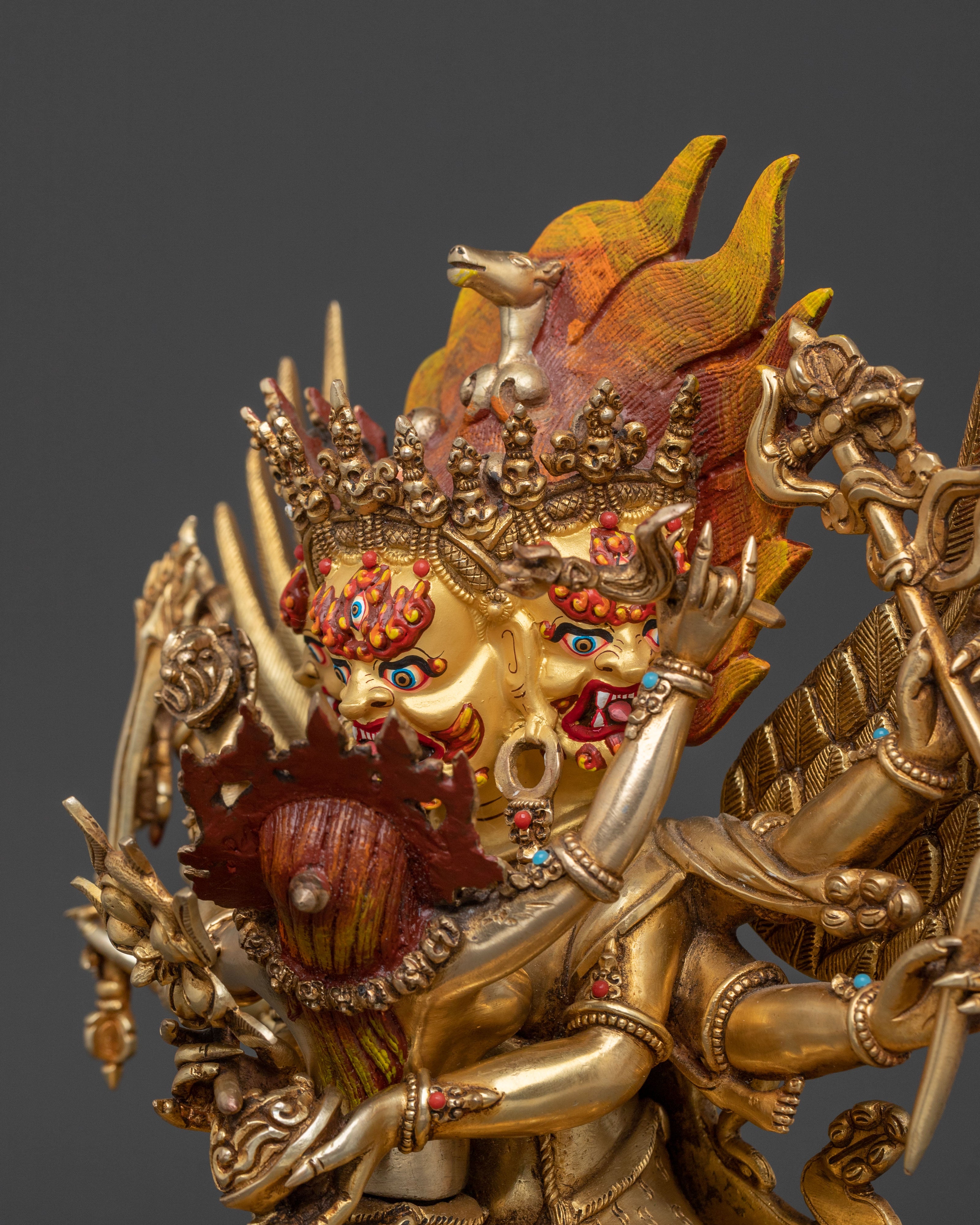 Hevajra Statue: 24k Gold Gilded Buddhist Deity