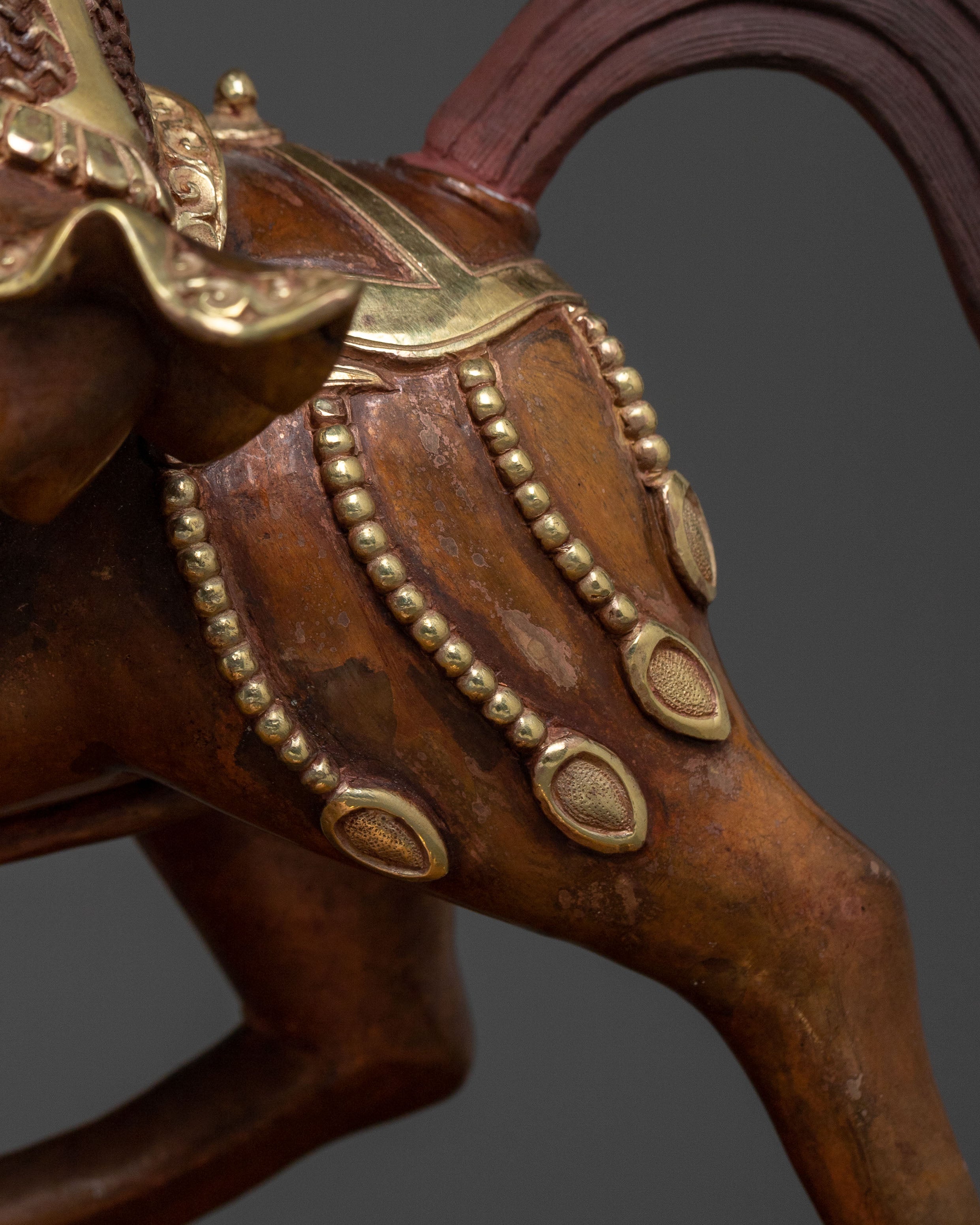 Buddhist Protector: King Gesar Oxidized Copper Statue