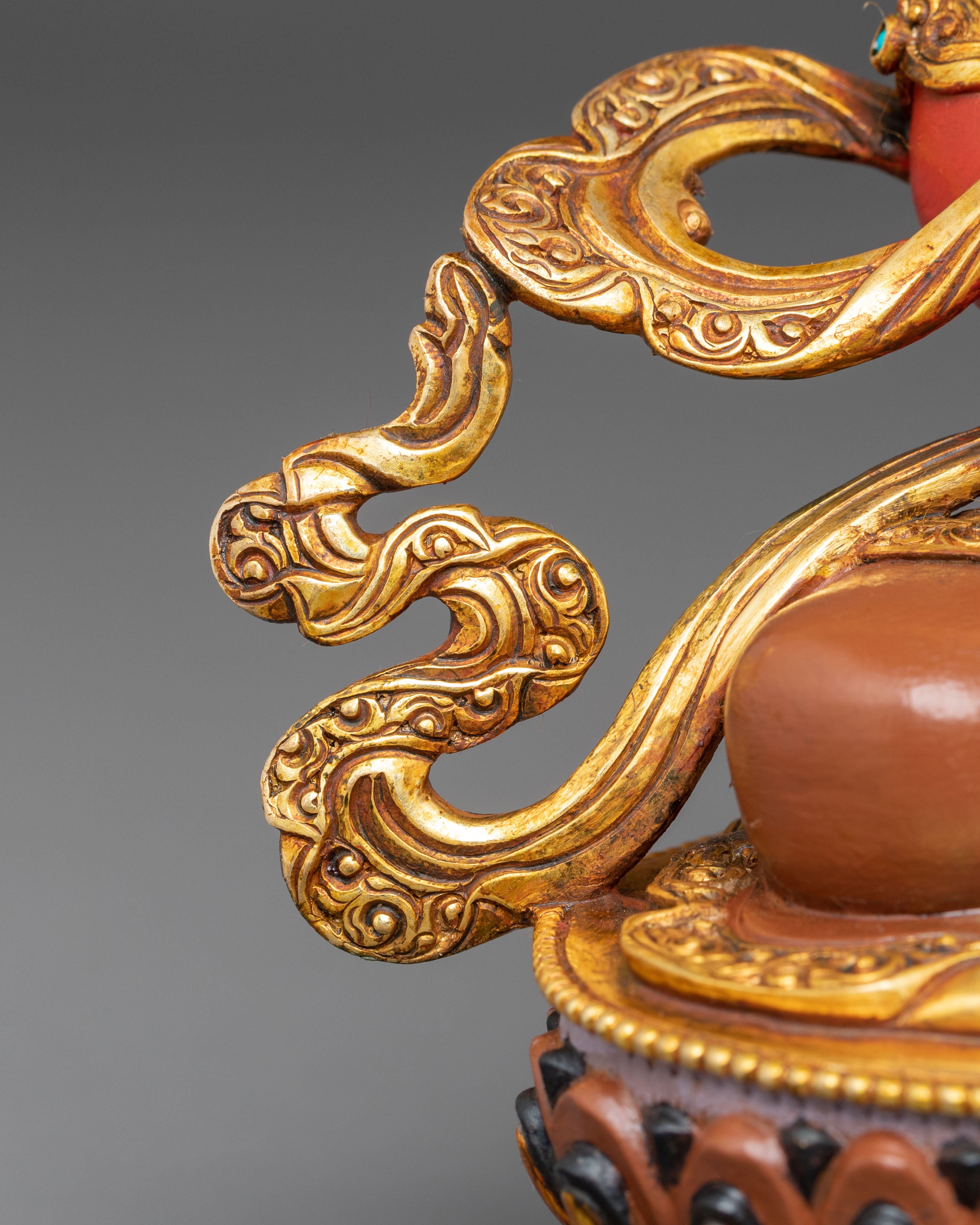 Red Statue of Amitayus | Gold Gilded Copper