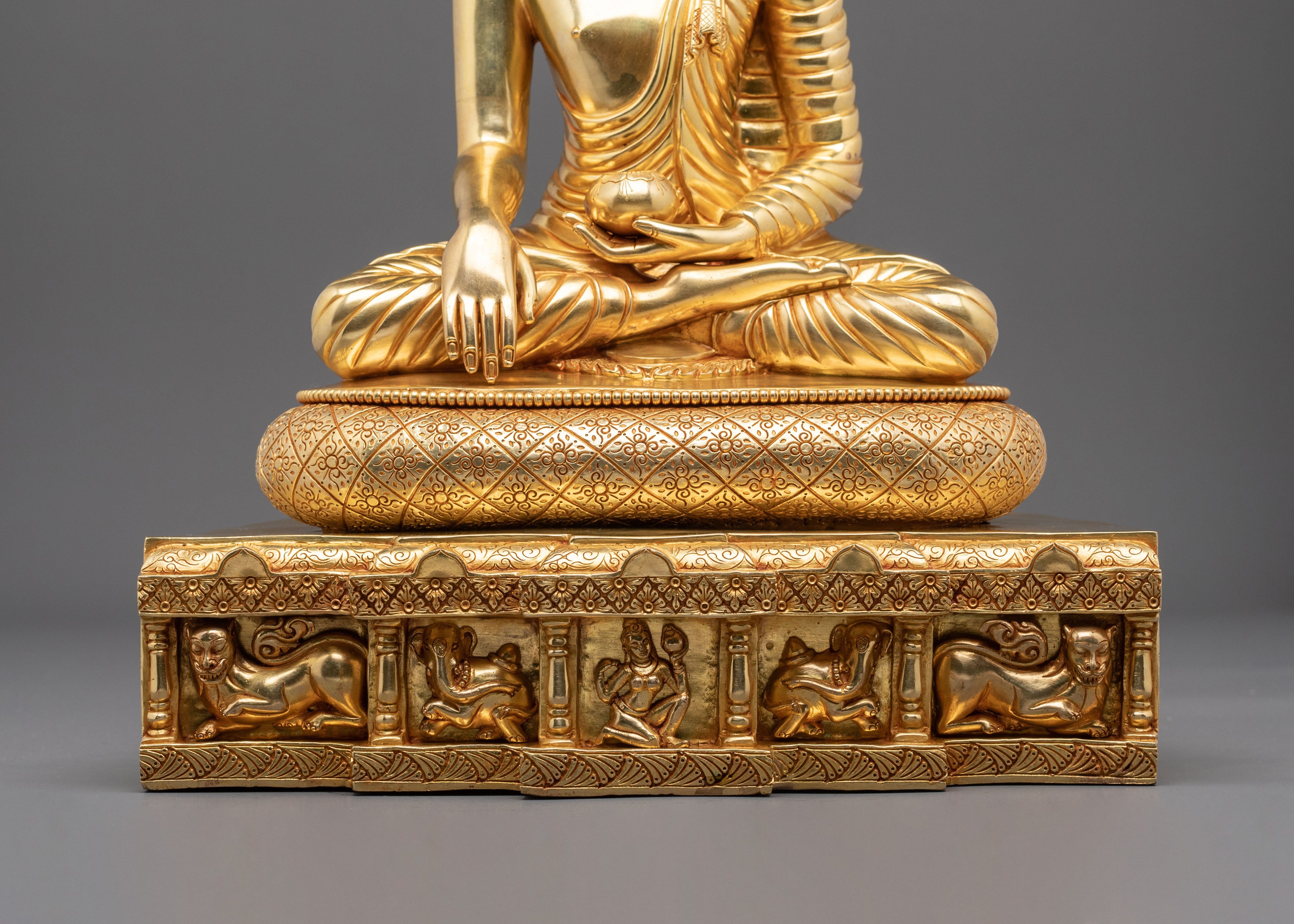 Gautama Buddha 24K Gold Gilded Sculpture: Divine Serenity
