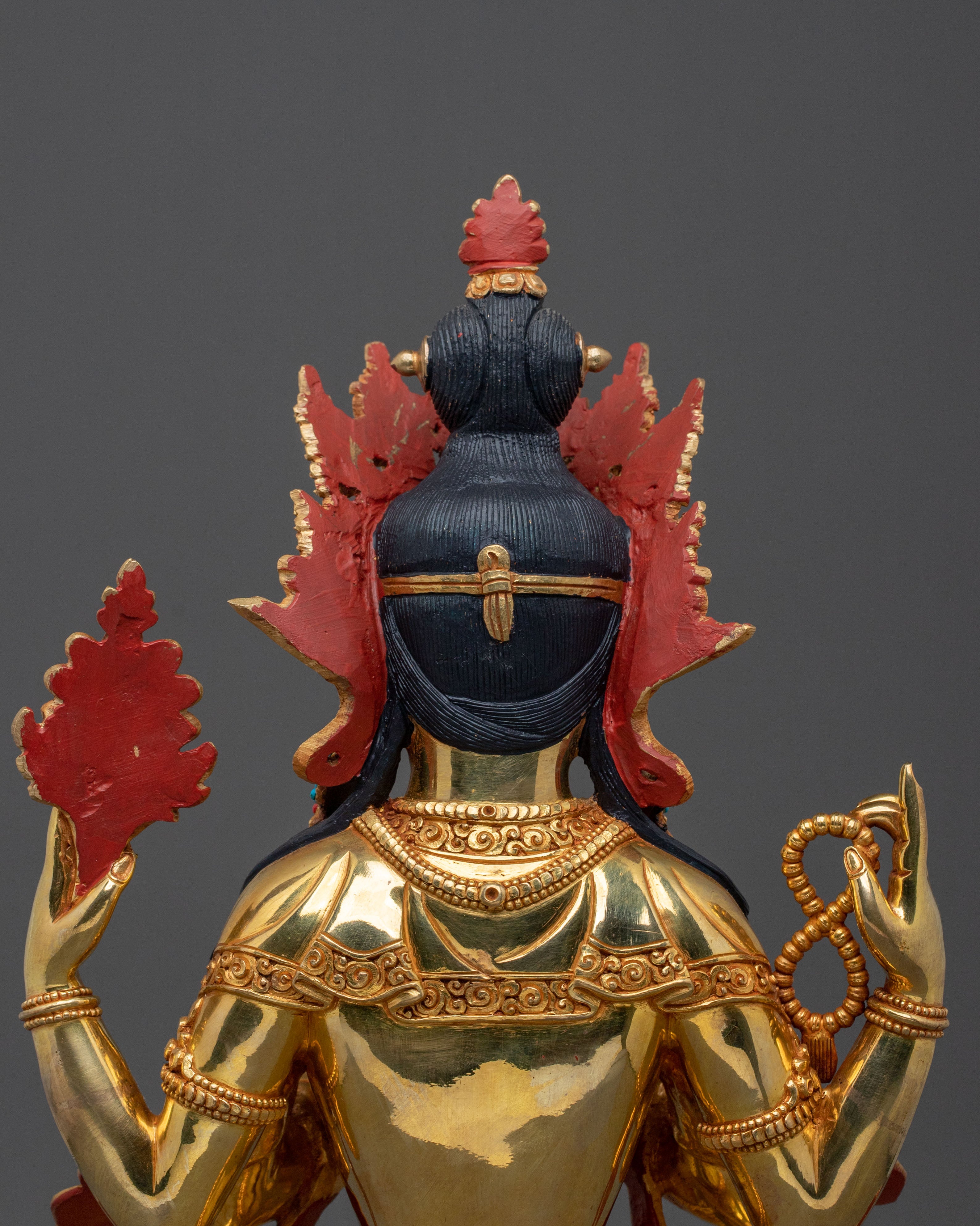 Handcrafted Four Armed Chenrezig Sculpture | Buddhist Protector Deity