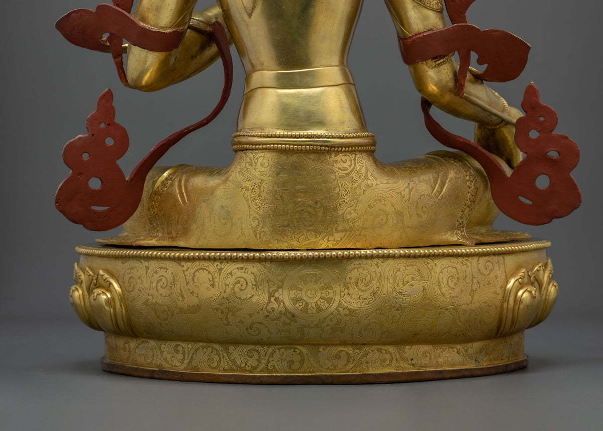 Handmade Green Tara Copper Sculpture | Buddhist Protector