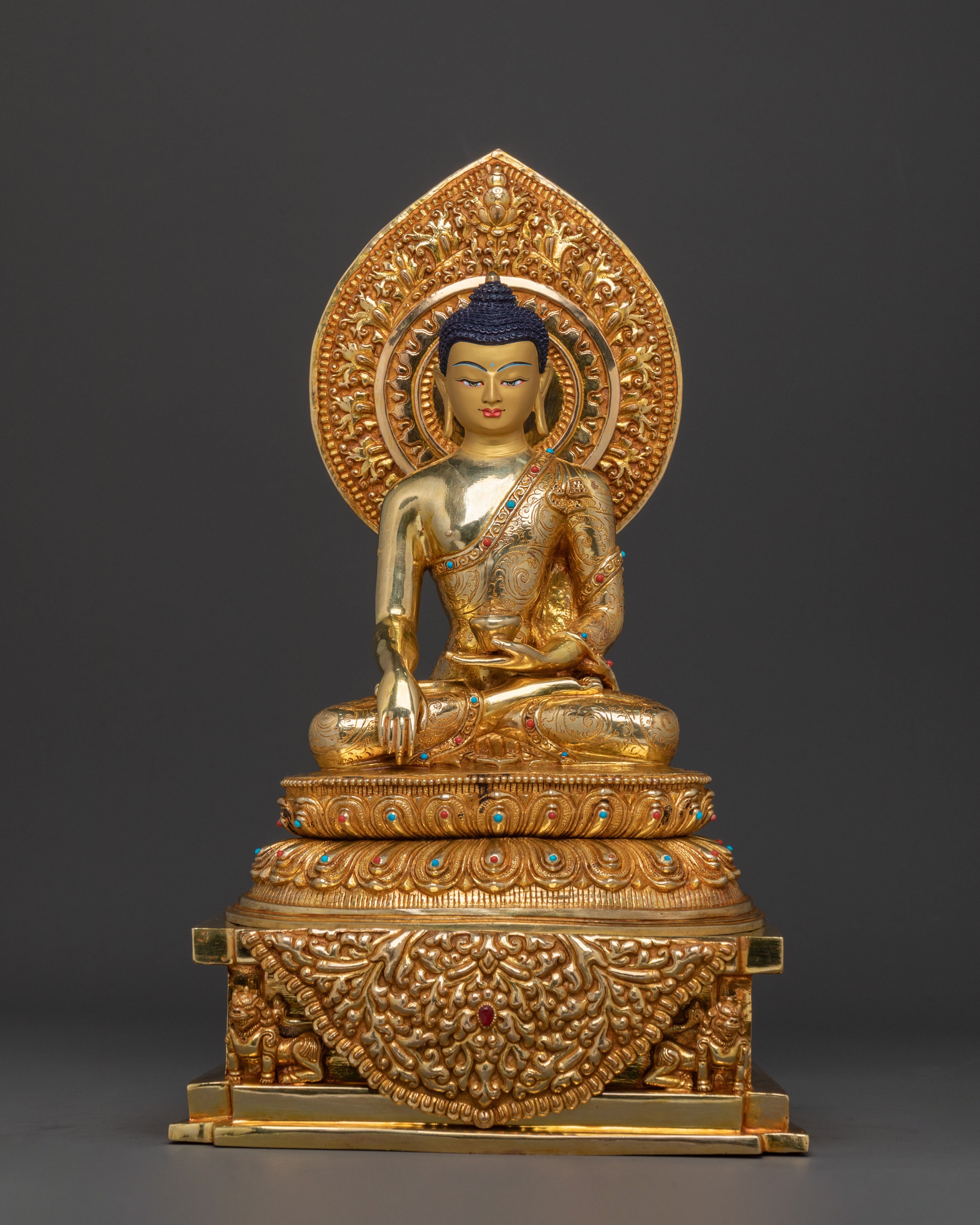 Shakyamuni Buddha Statue with a Throne