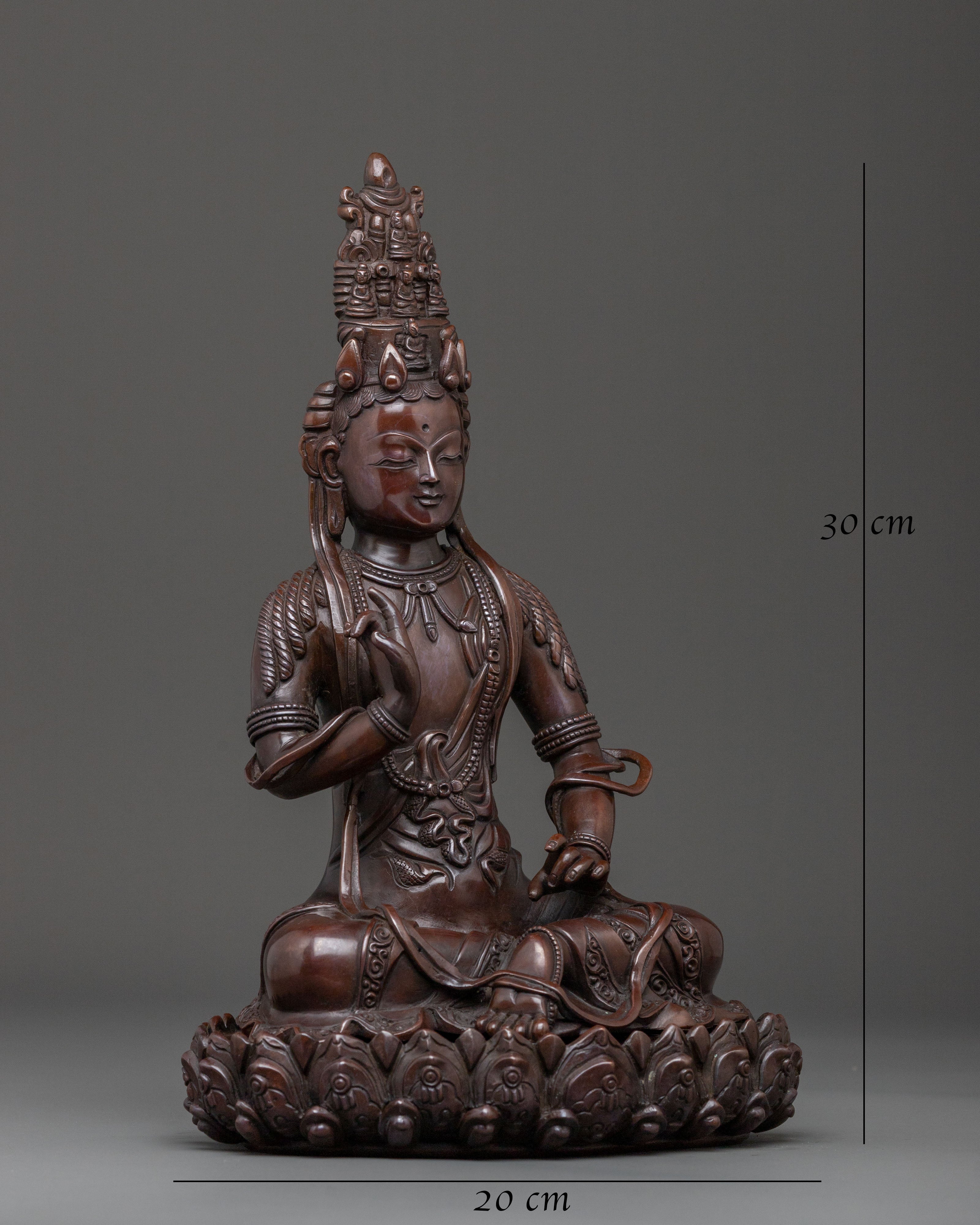 Kuan Yin Statue | Serene Oxidized Copper