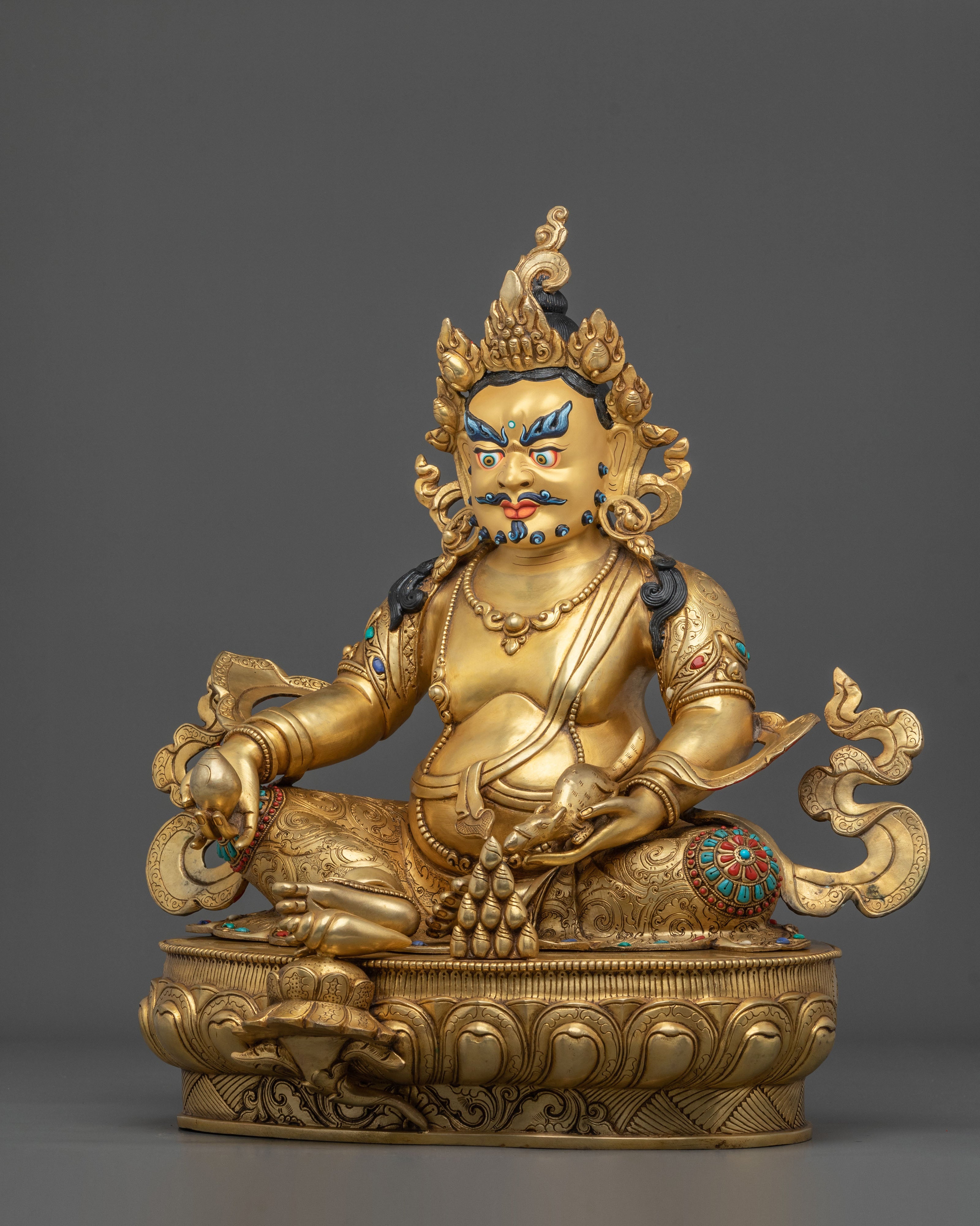 Dzambhala Sculpture |  24K Gold Gilded Wealth Deity