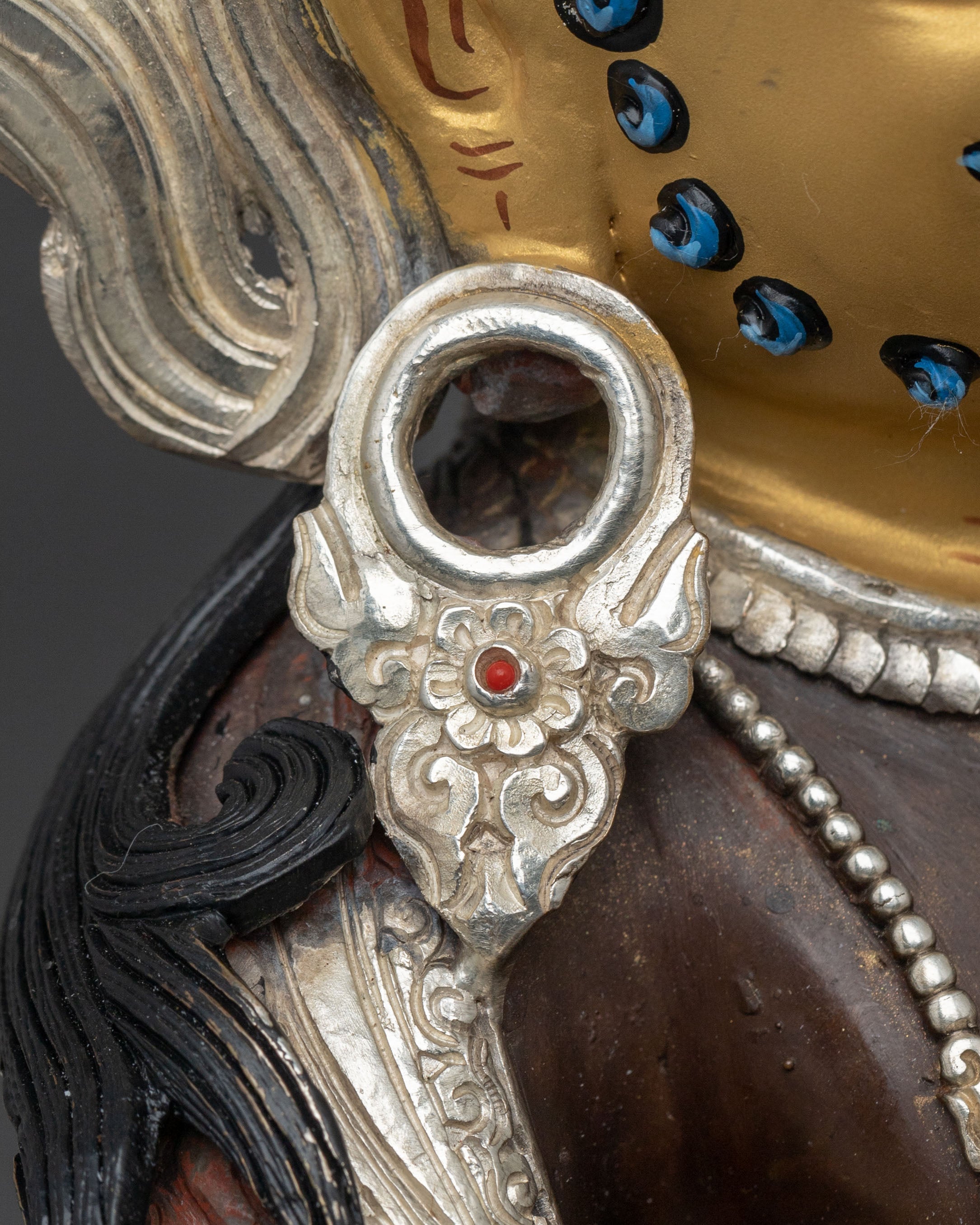 Red Dzambhala Statue | Oxidized Copper Wealth Deity