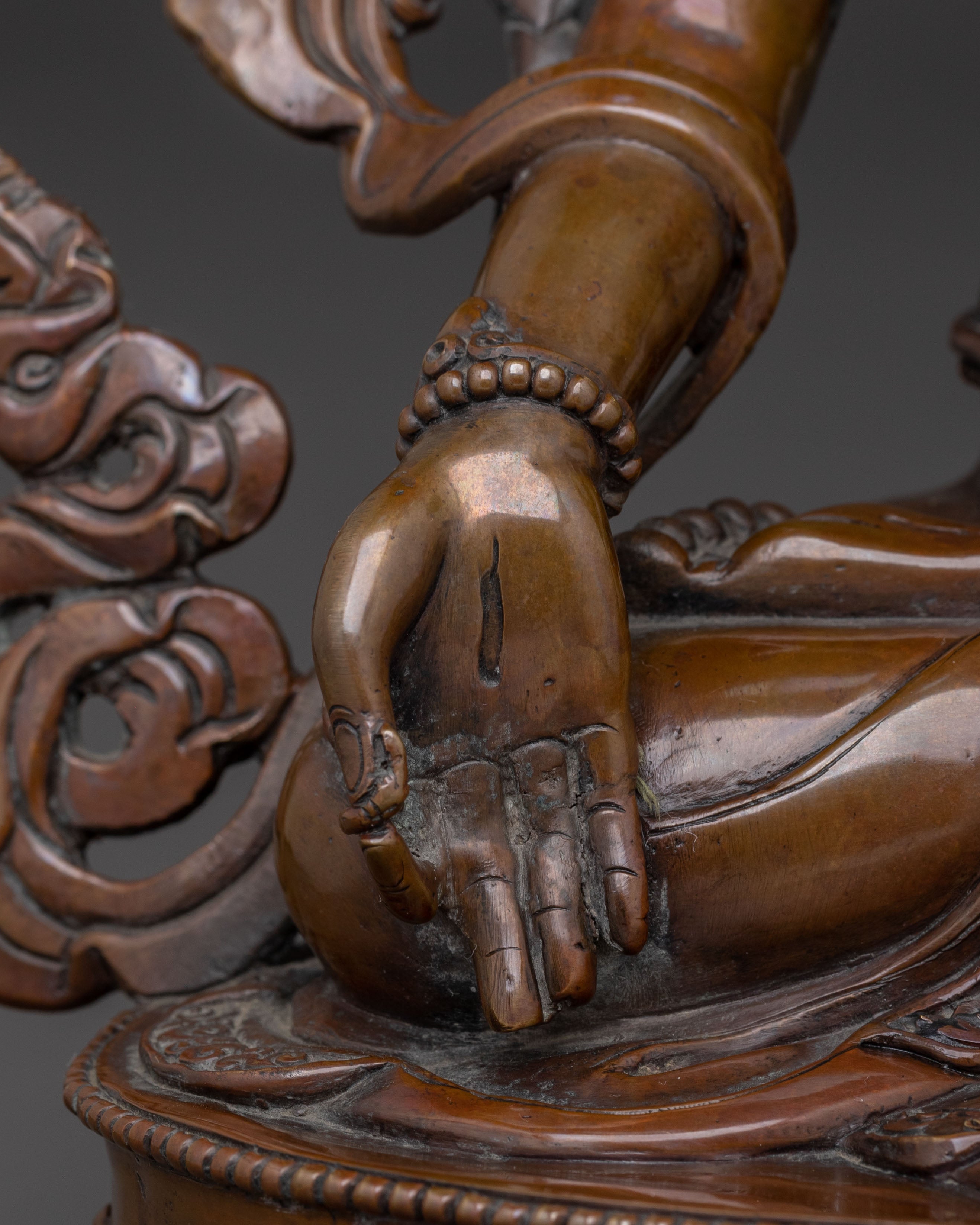 White Tara Oxidized Copper Statue | Spiritual Icon
