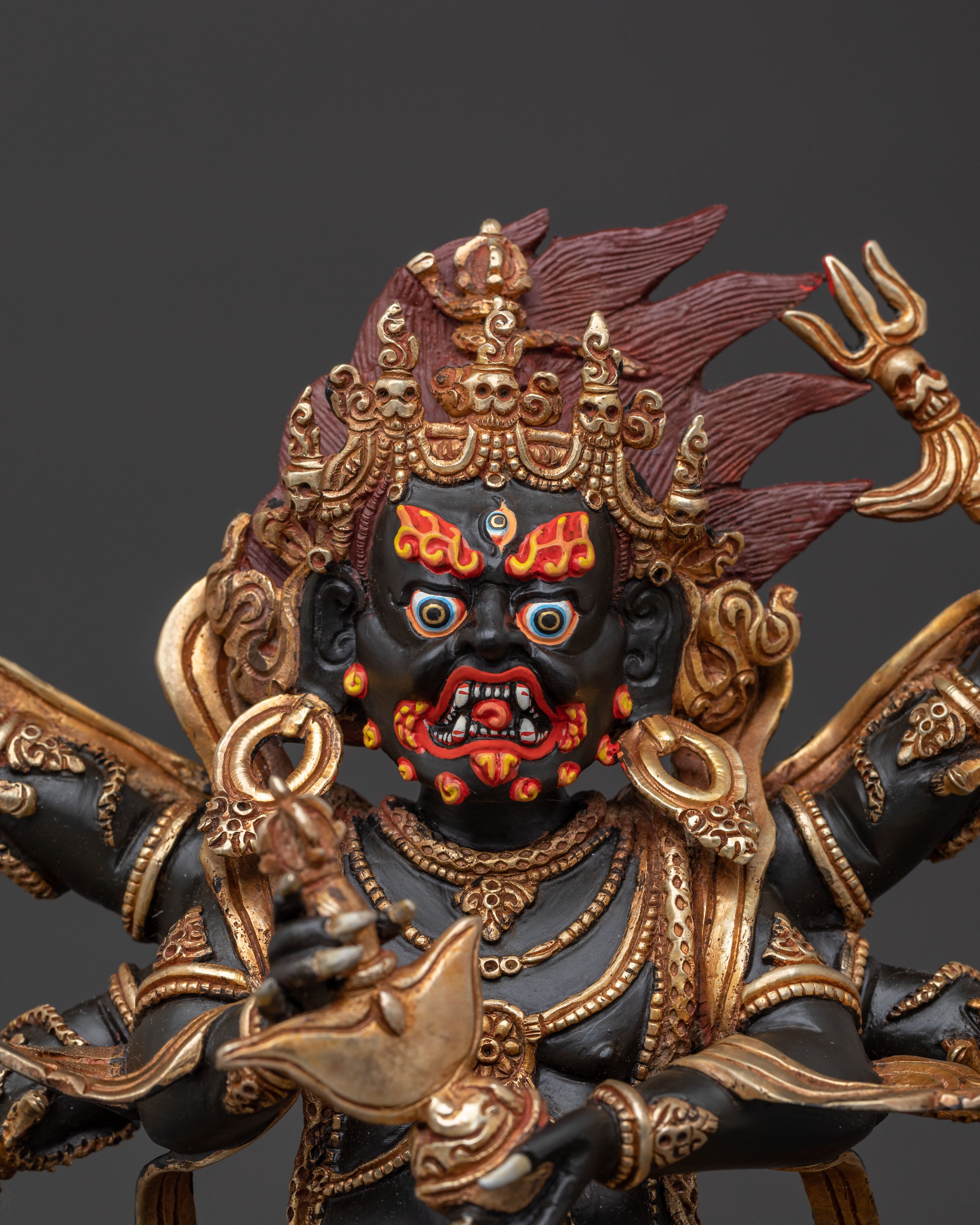 Six Armed Mahakala Wrathful Deity Statue | Divine Icon
