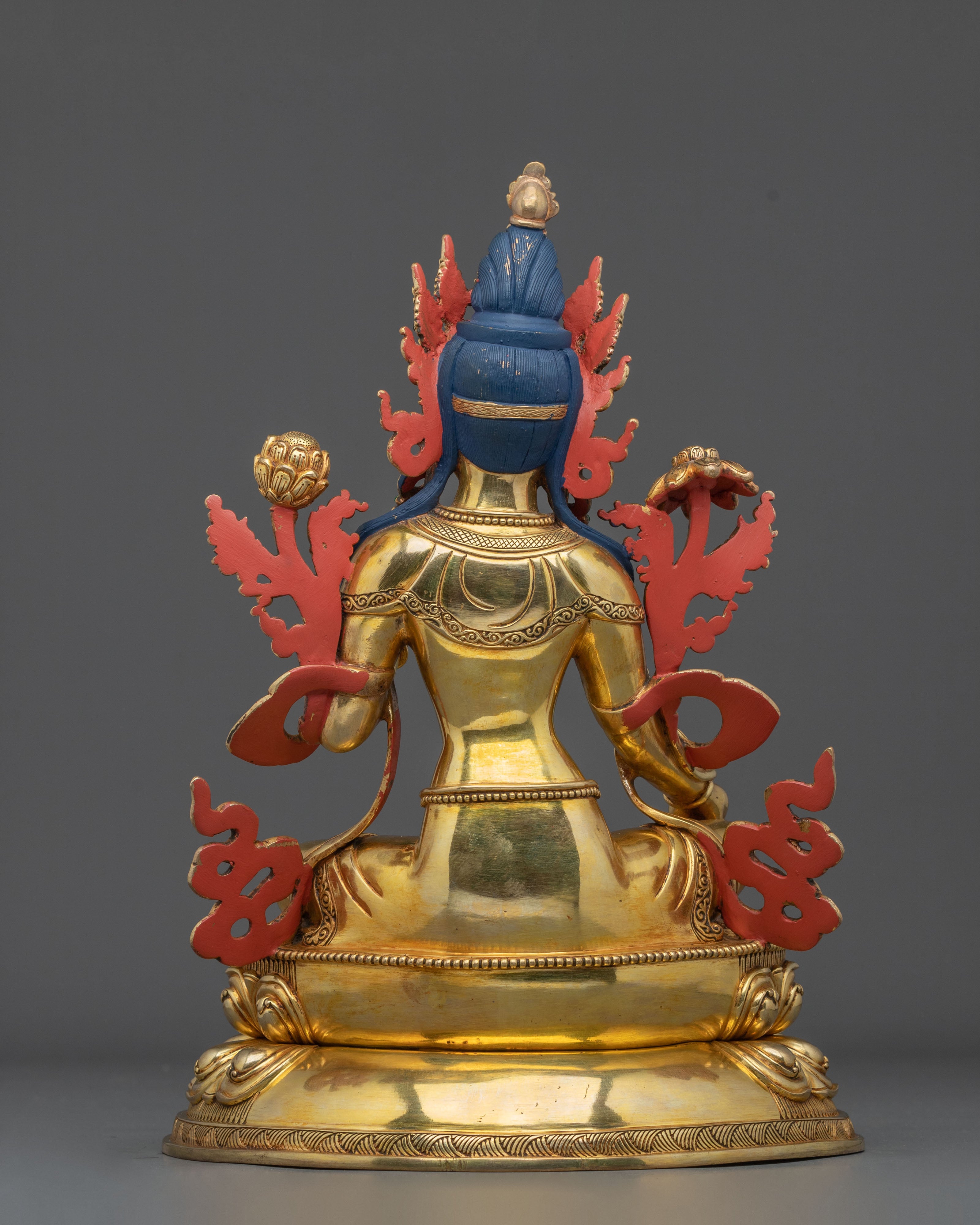 Green Tara 24K Gold Gilded Sculpture | Buddhist Protector