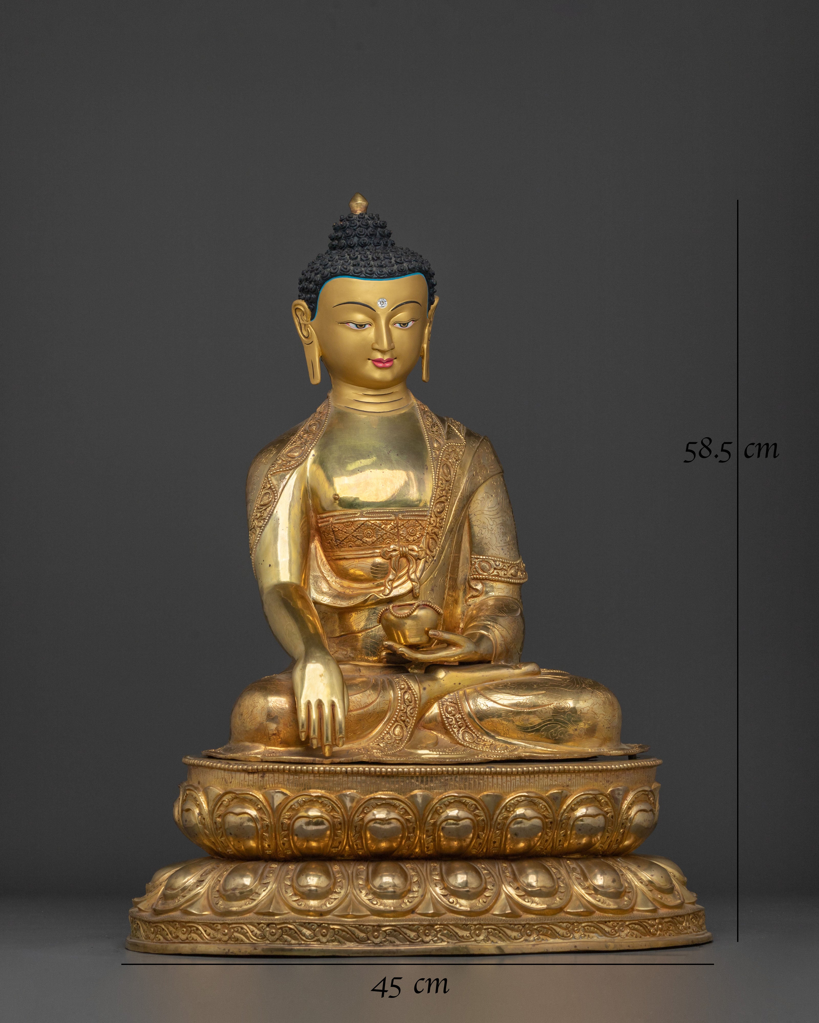 Dharma Teacher Shakyamuni Buddha Sculpture with 24K Gold Gliding