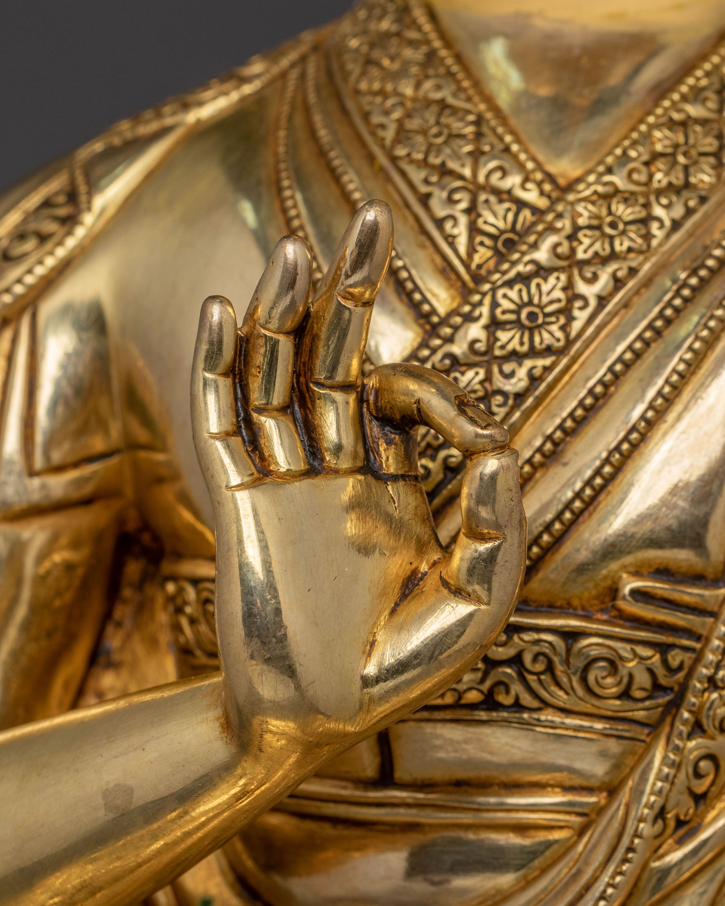 Tsongkhapa Traditional Statue with Disciples – Gilded Copper Masterpiece
