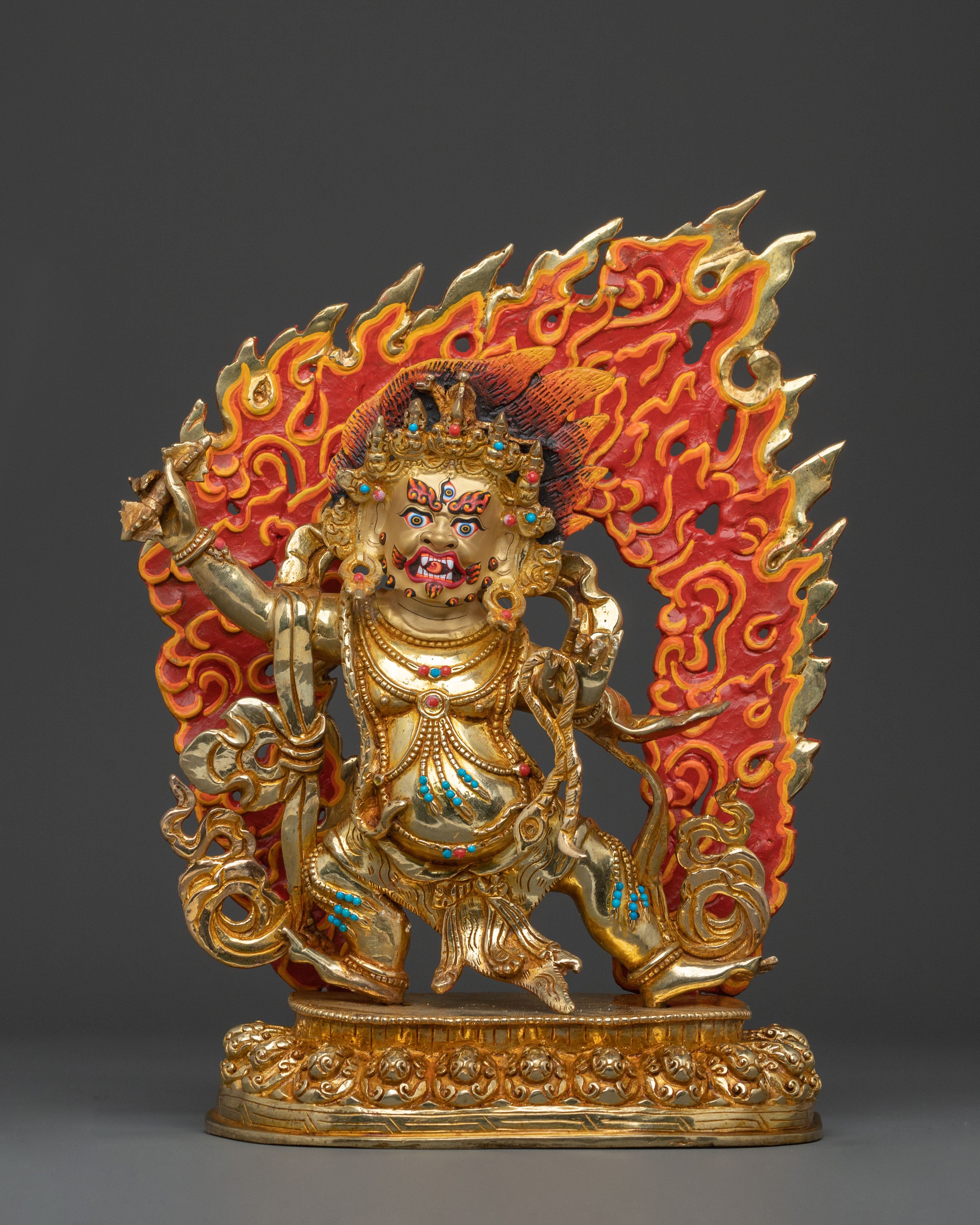 A Radiant Handmade Vajrapani Sculpture in 24K Gold