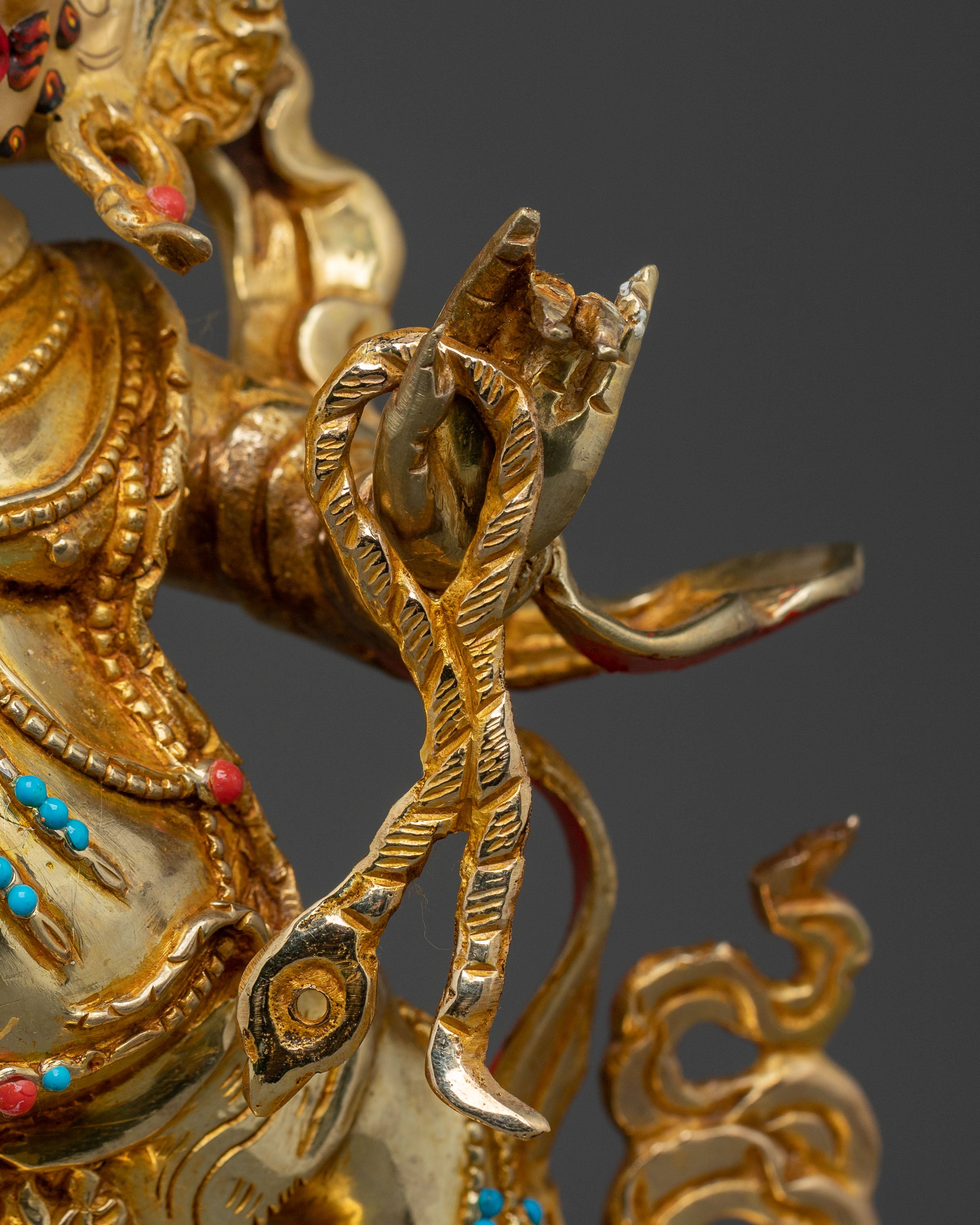 A Radiant Handmade Vajrapani Sculpture in 24K Gold