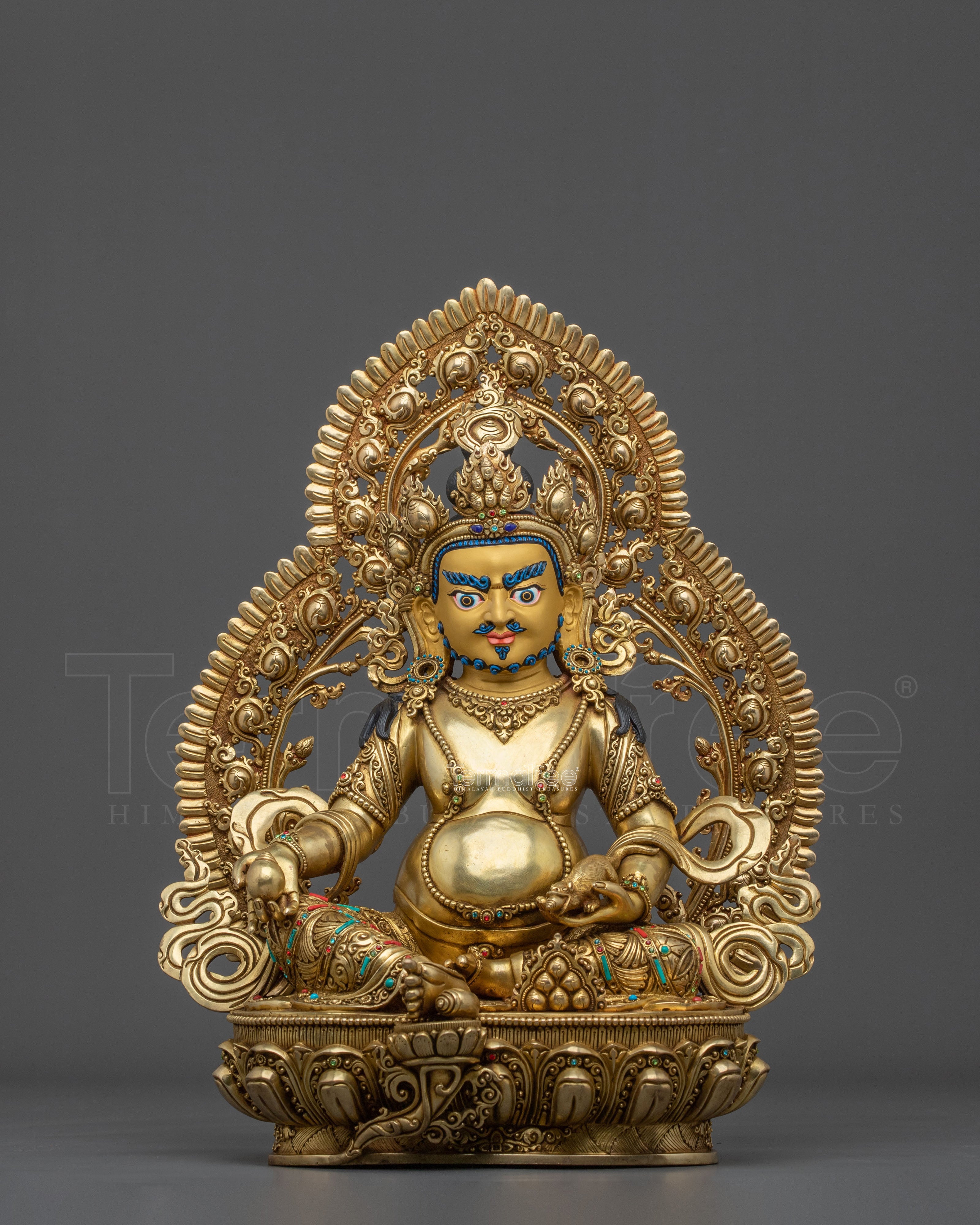 Dzambhala Acrylic Painted Sculpture | Golden Figurine