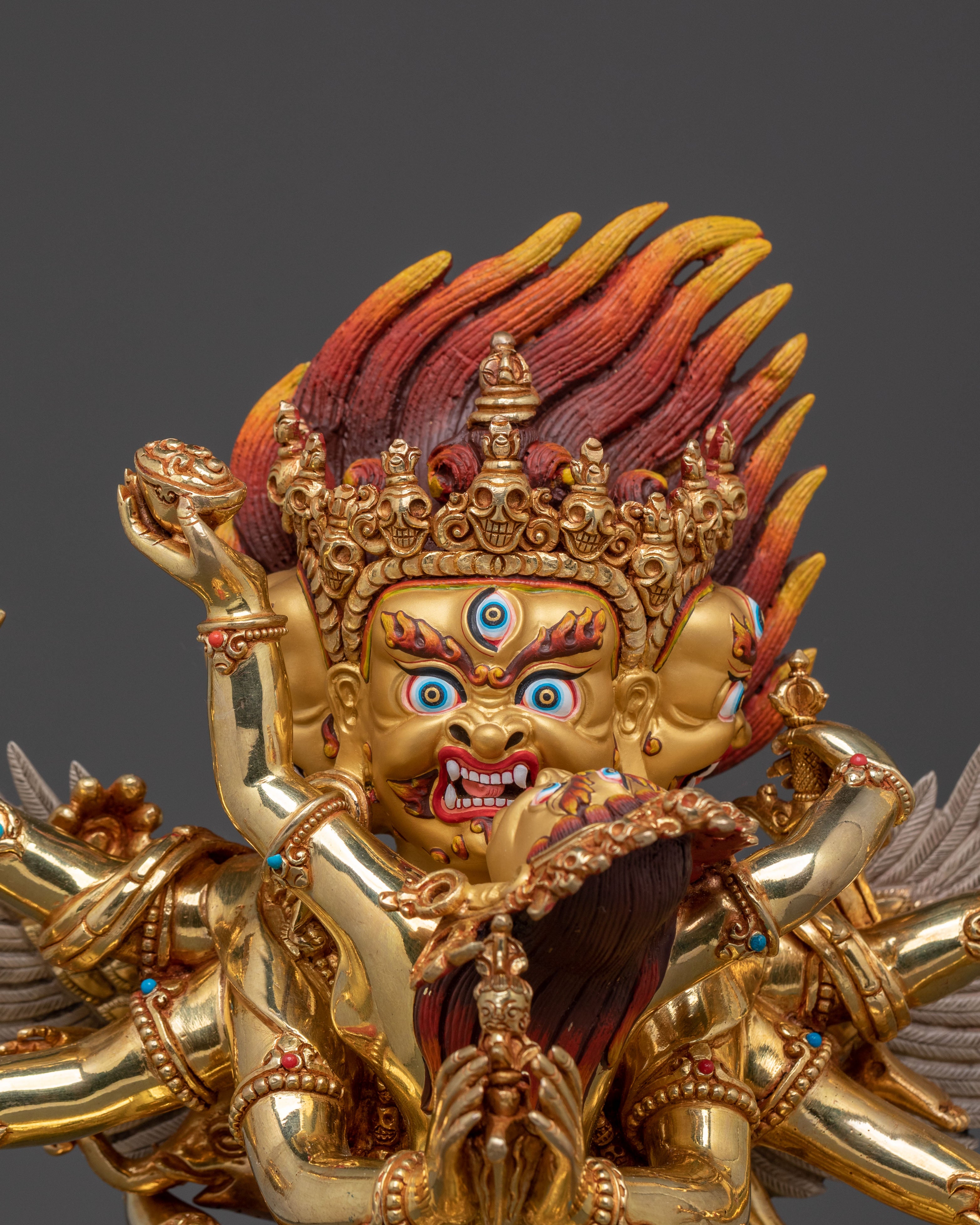 Vajrakilaya: 24K Gold Gilded Sacred Protector Statue
