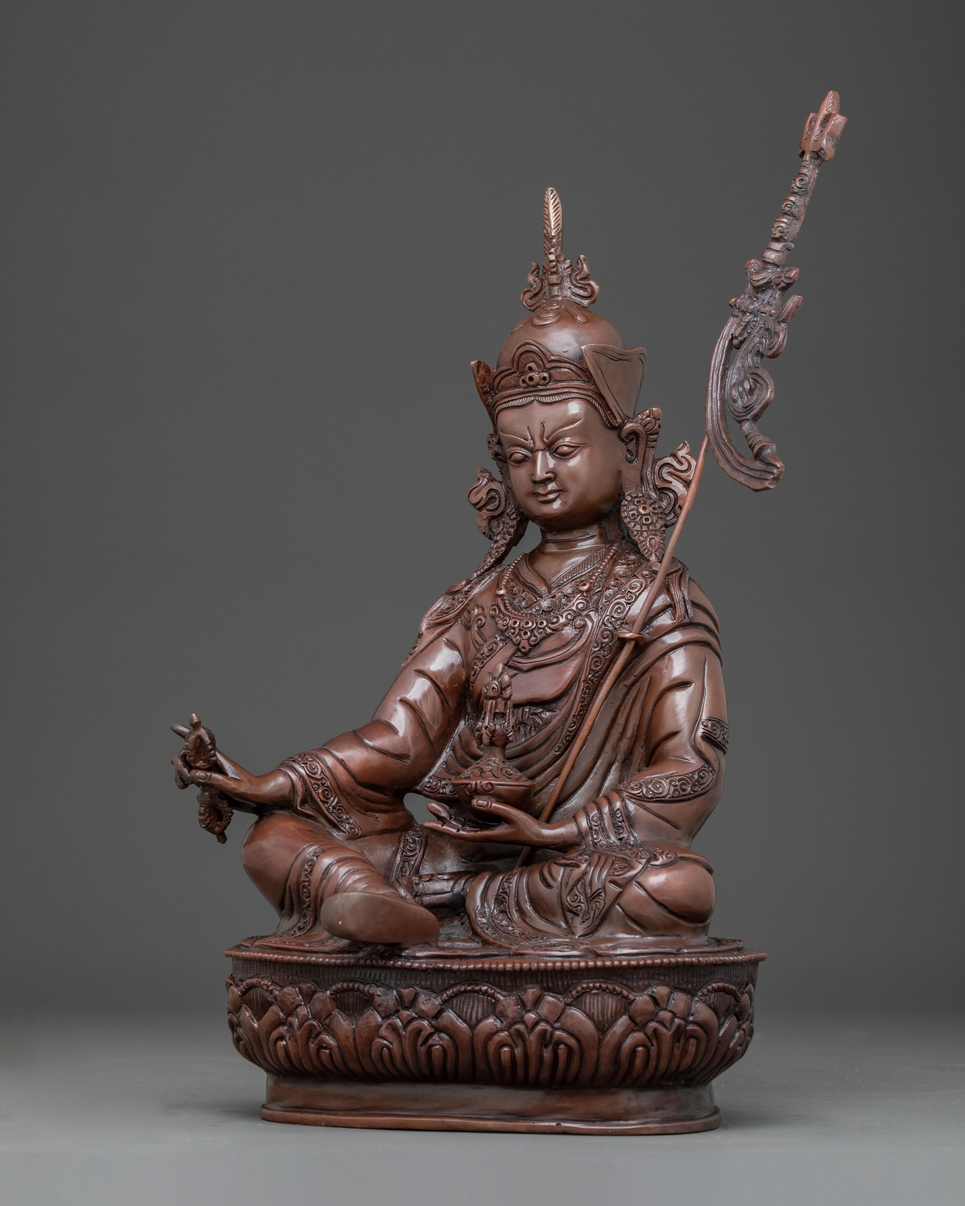 Oxidized Copper Statue of Guru Padmasambhava | Founder of Vajrayana