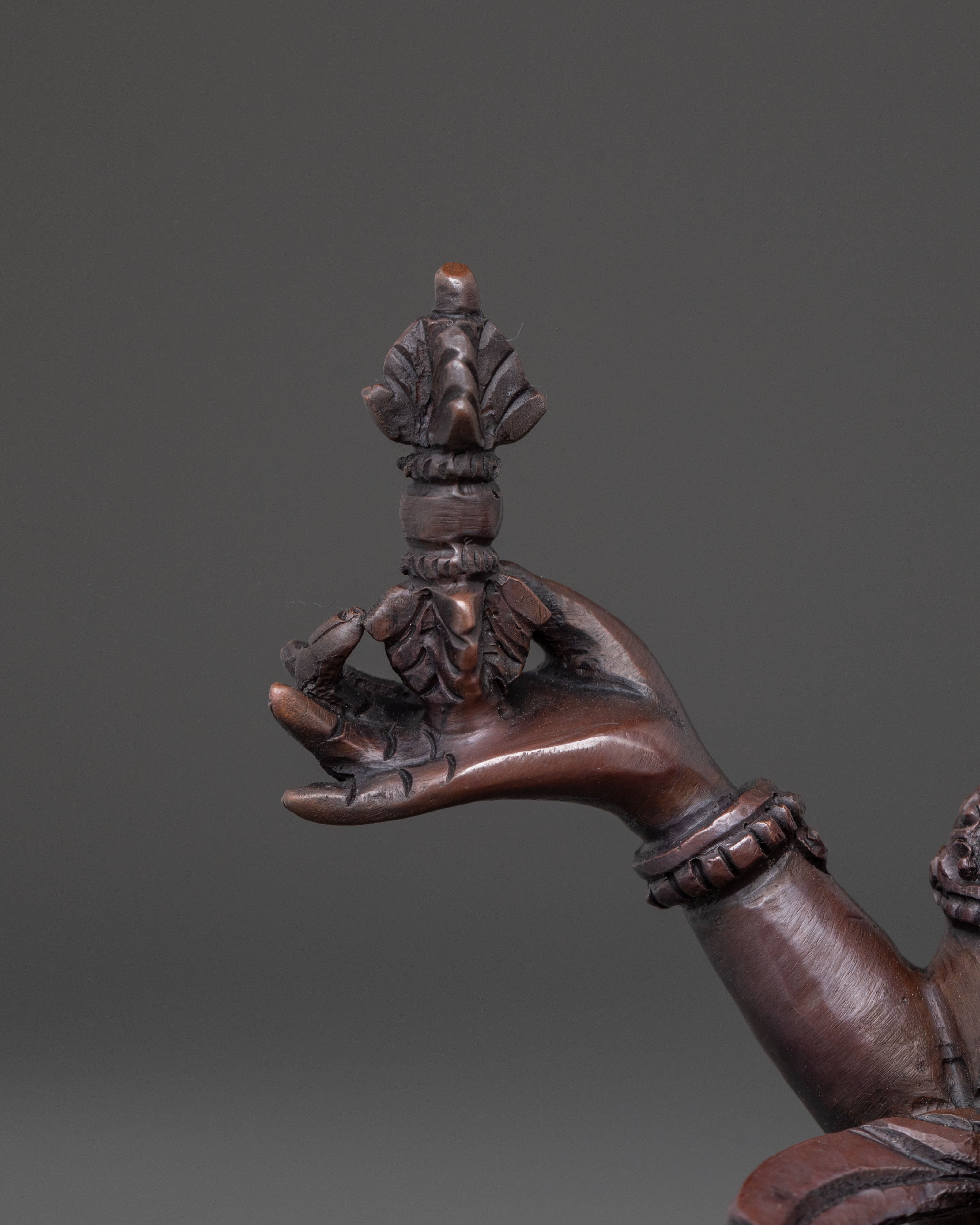 Prajnaparamita Sacred Statue in Oxidized Copper