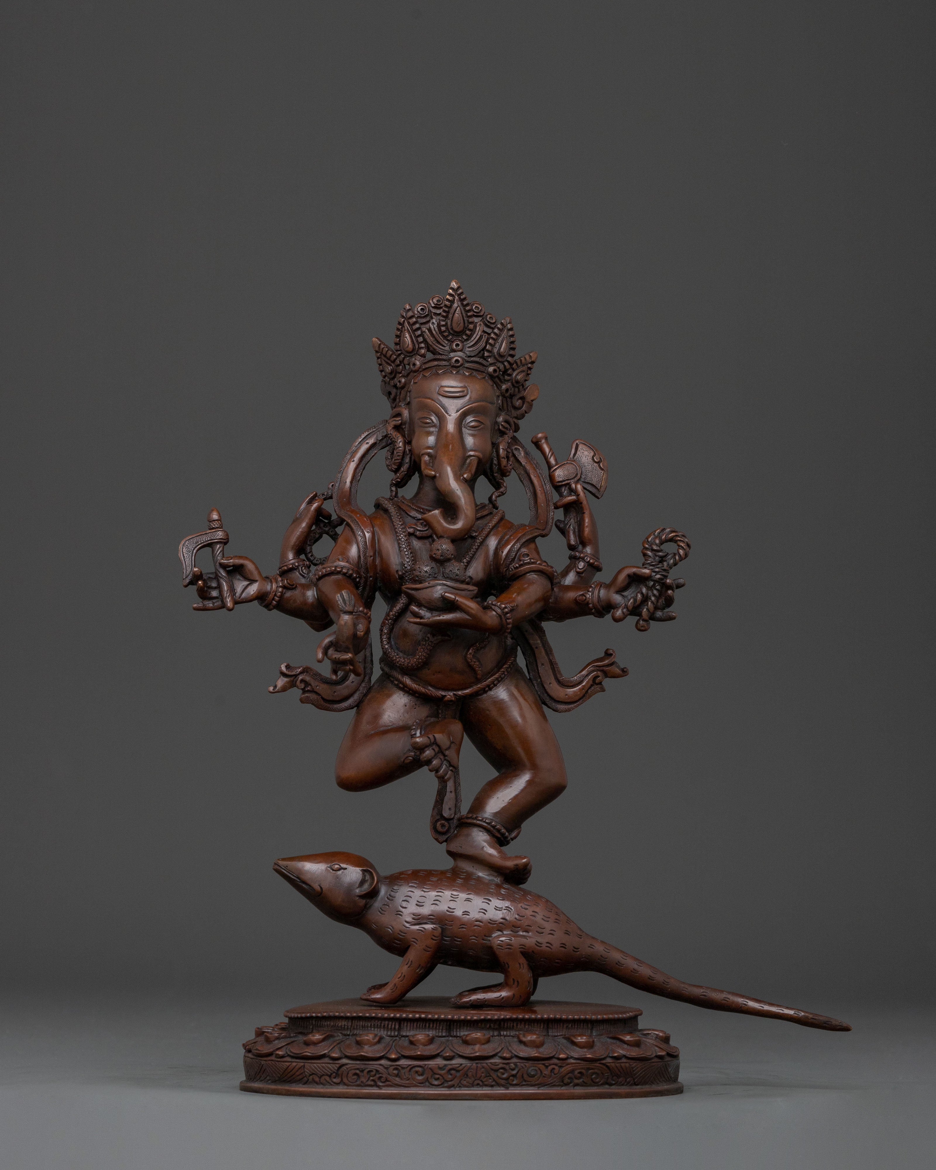 God Ganesh: Oxidized Copper Handcrafted Sculpture