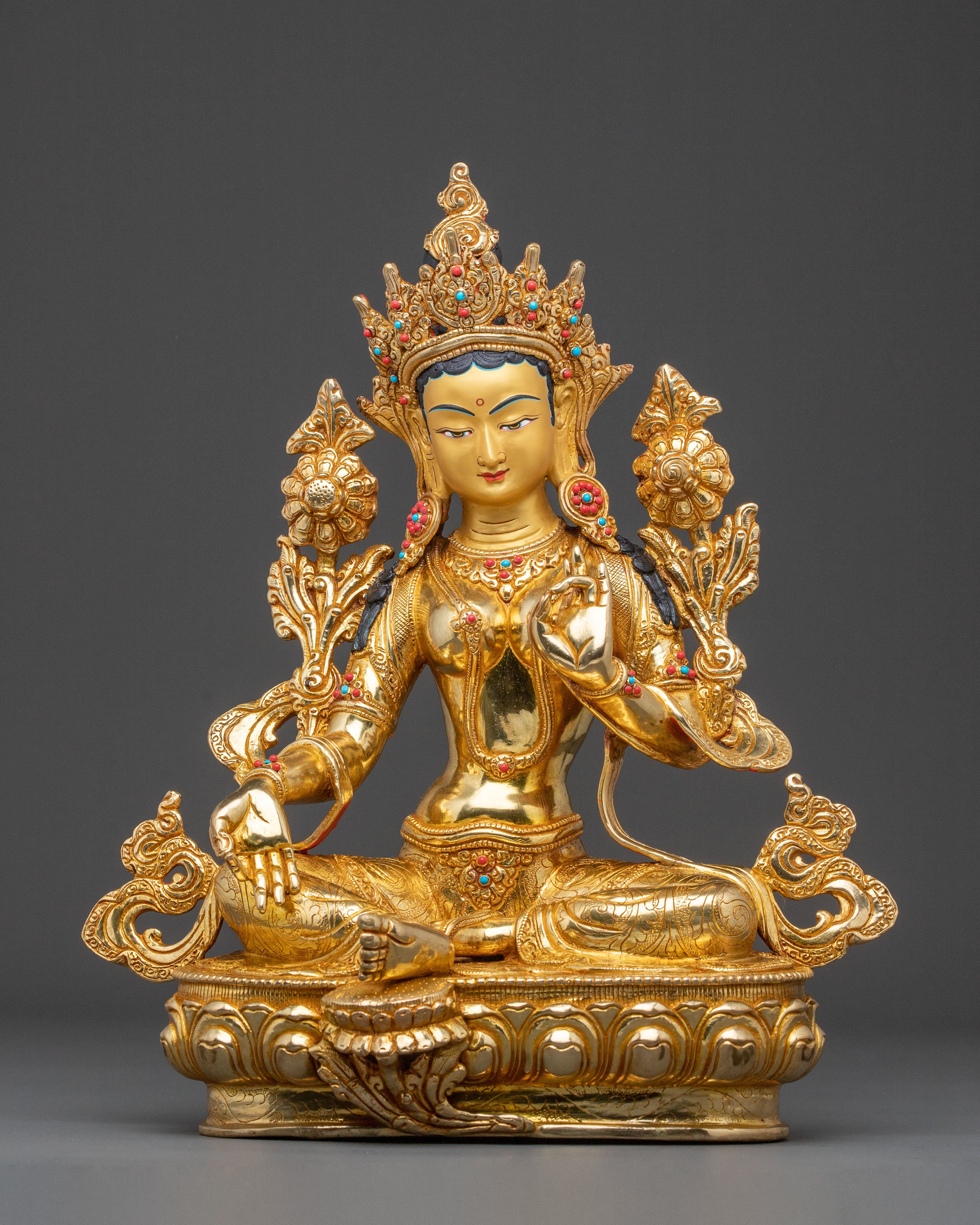 Golden Green Tara Statue