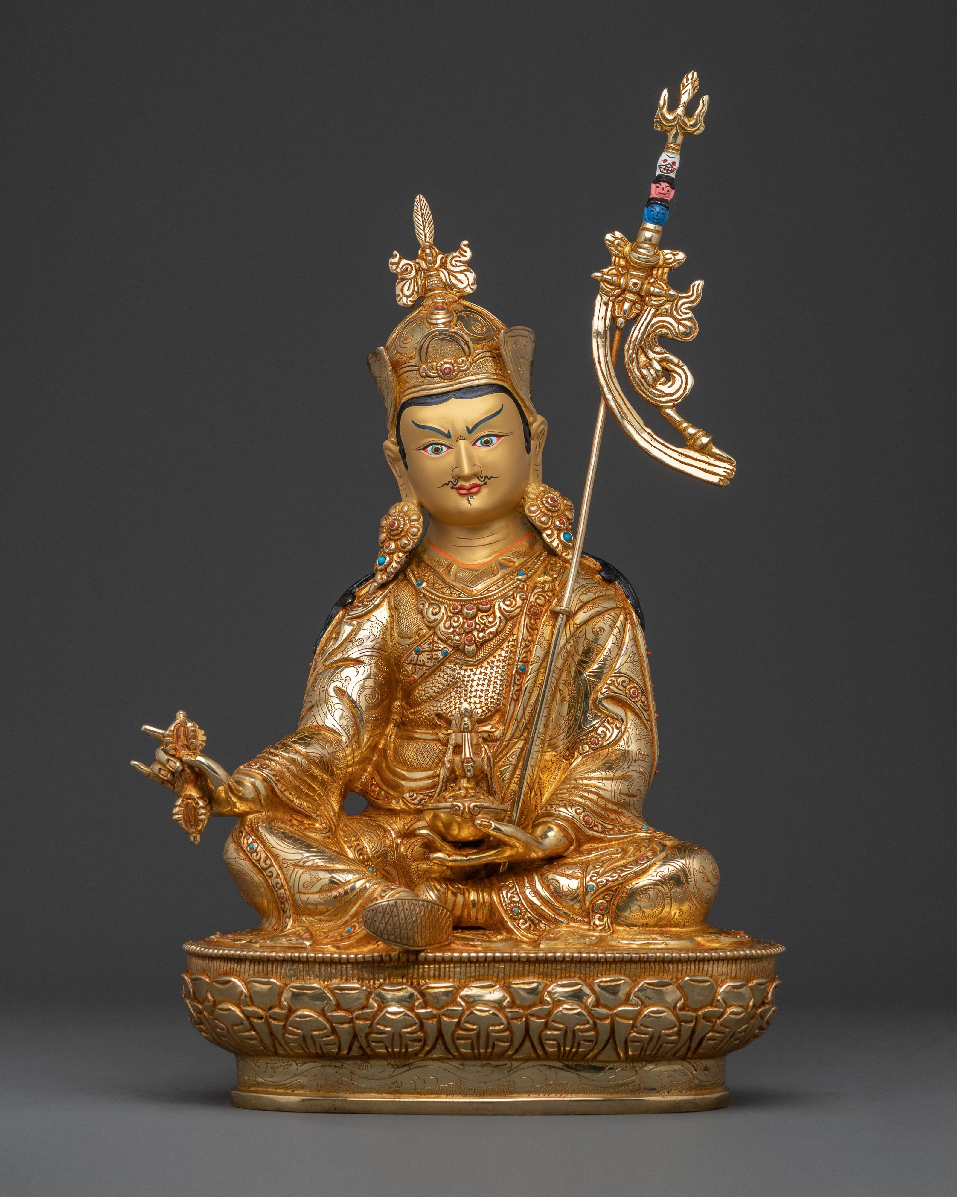  Guru Rinpoche 24k Gold Gilded Spiritual Statue