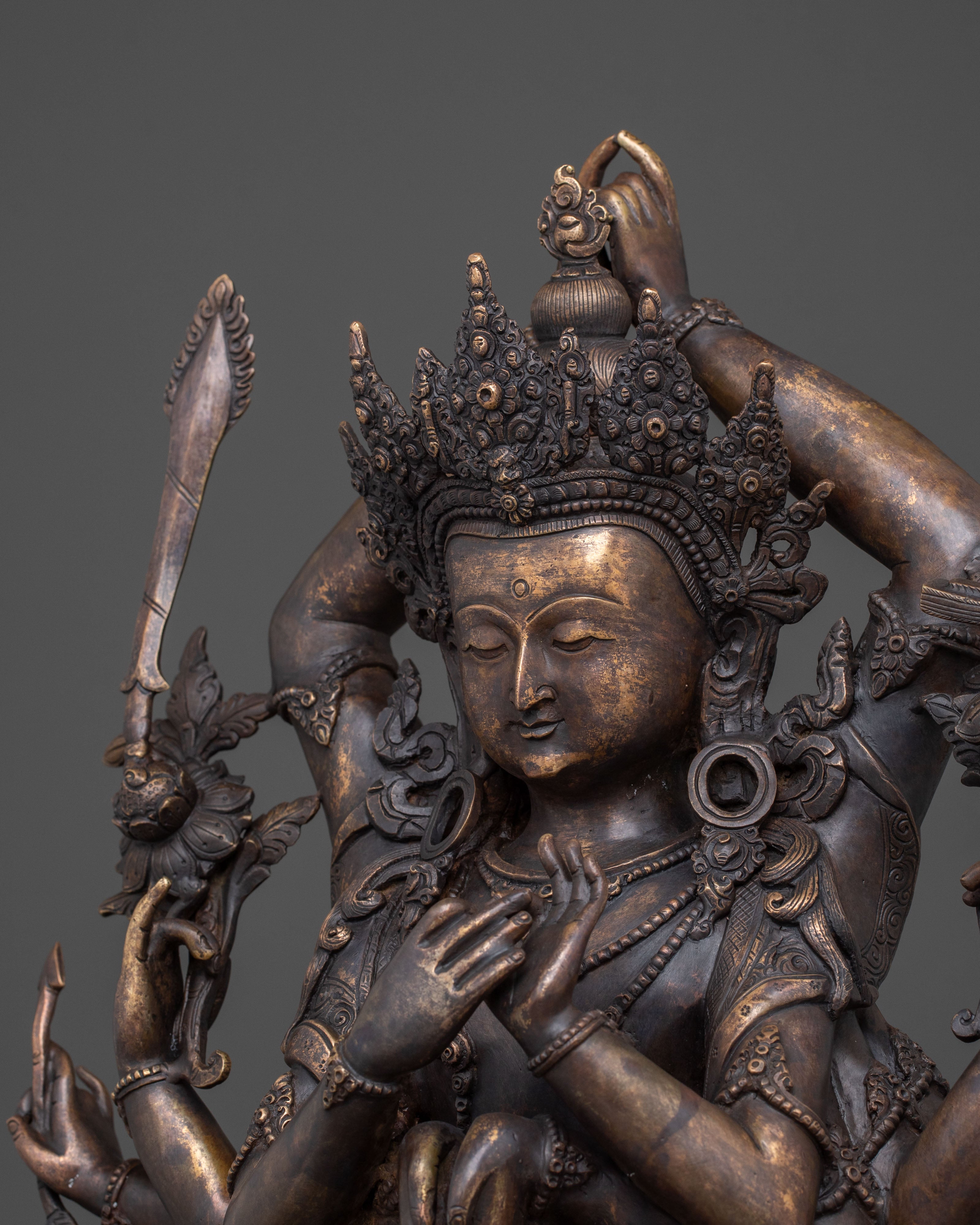 Namasangati Sacred Statue | Finish Oxidized Copper Buddhist Sculpture