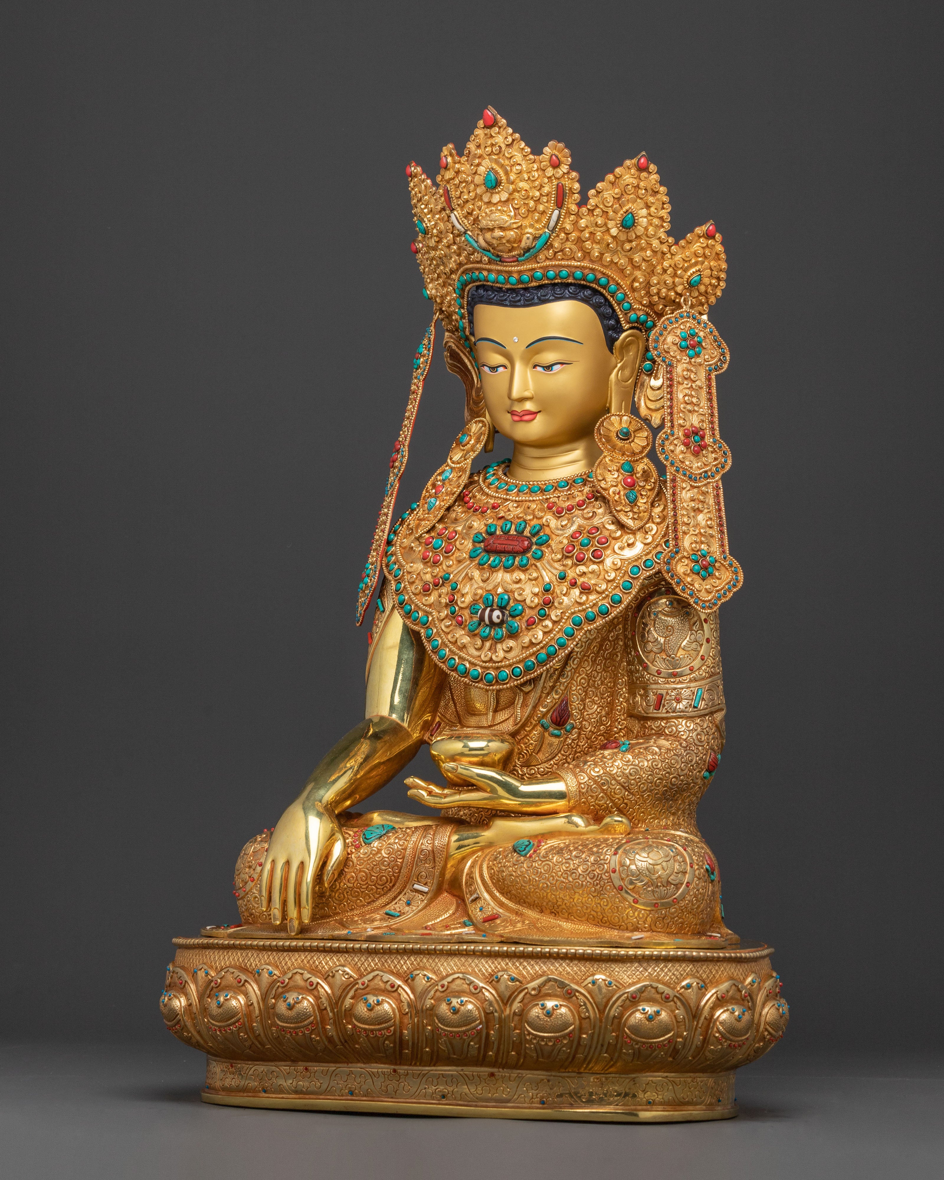Handcrafted Crowned Shakyamuni Buddha Statue