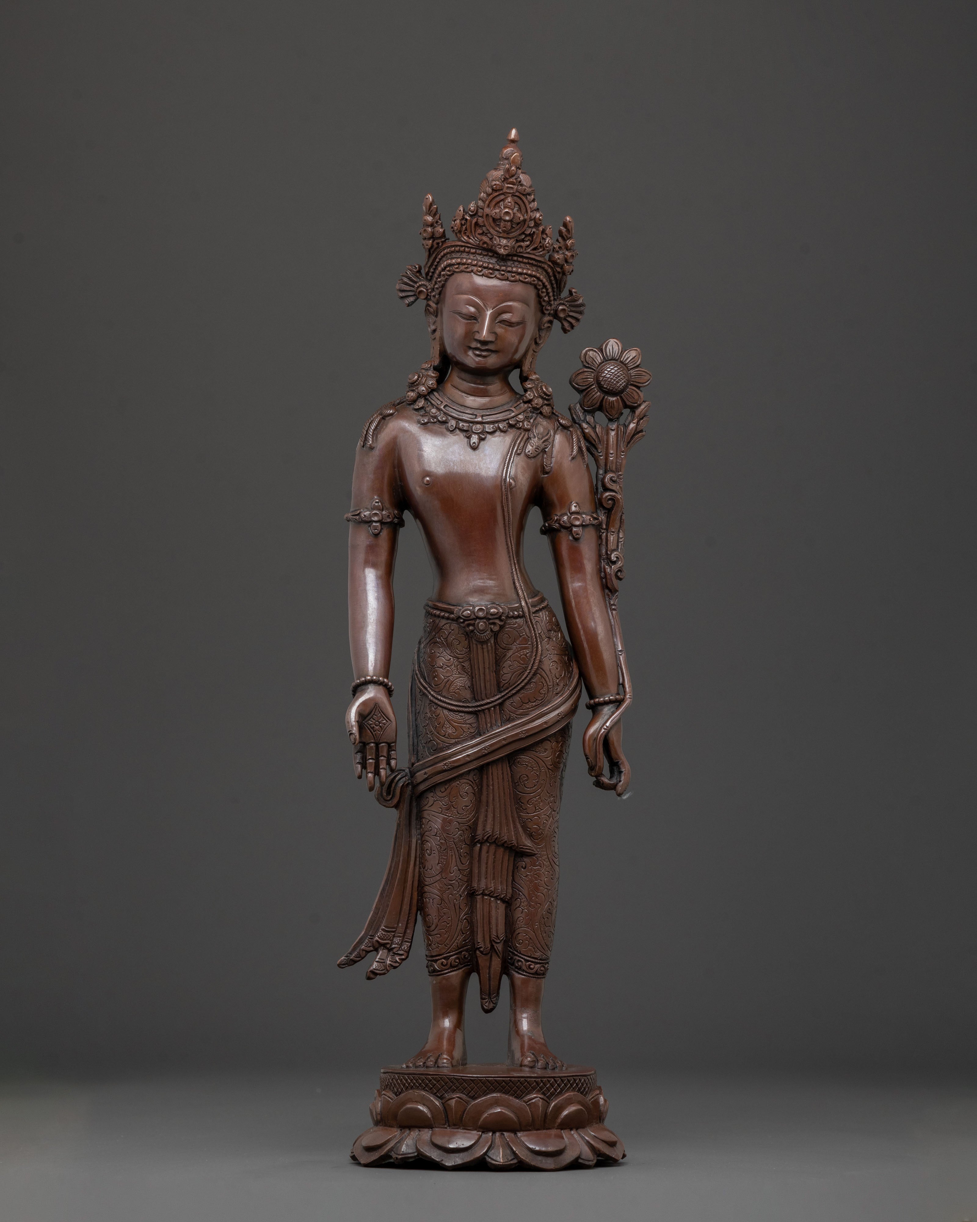 Padmapani Oxidized Copper Statue