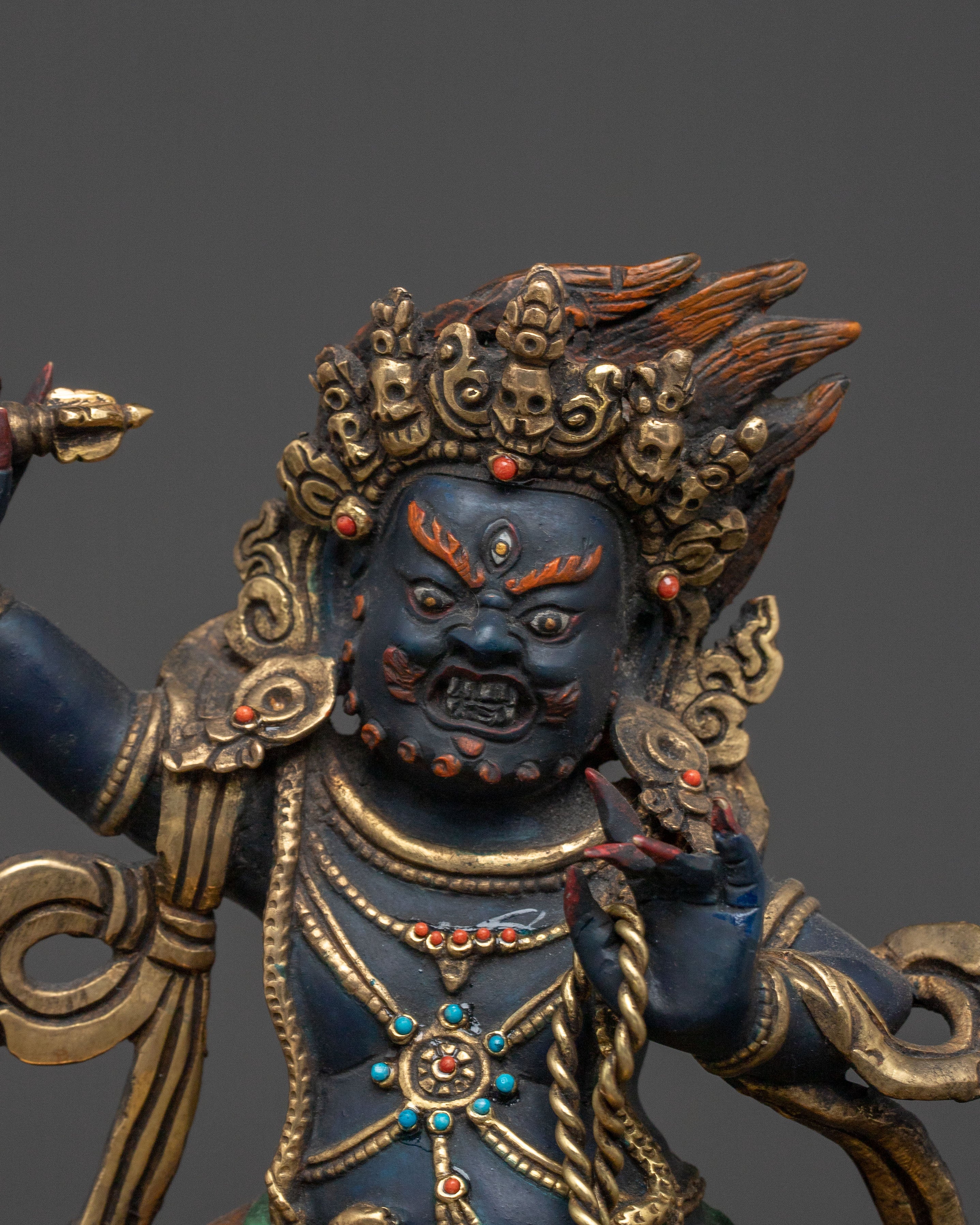 Vajrapani Golden Electroplated Statue: Dynamic Protector