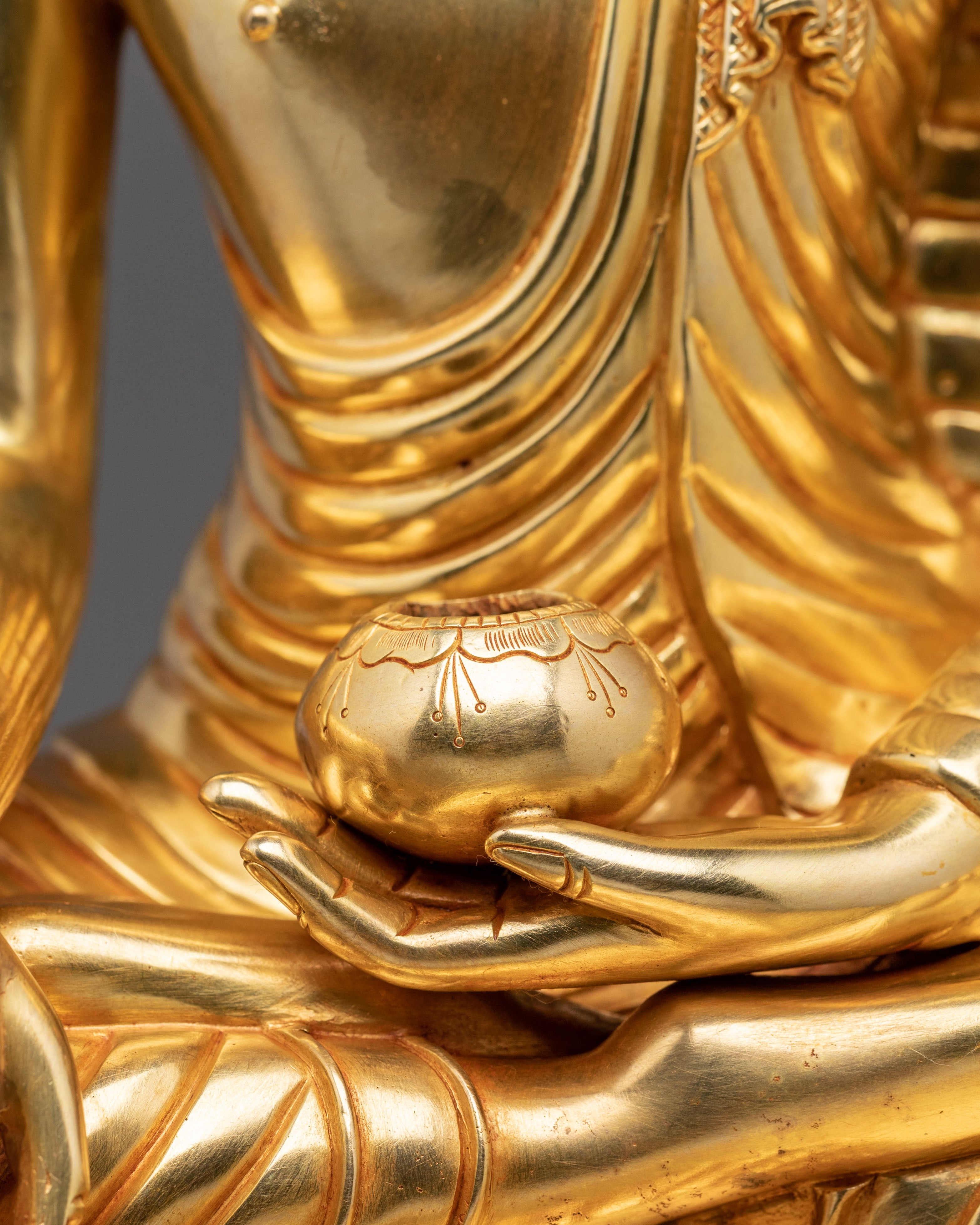 Gautama Buddha 24K Gold Gilded Sculpture: Divine Serenity