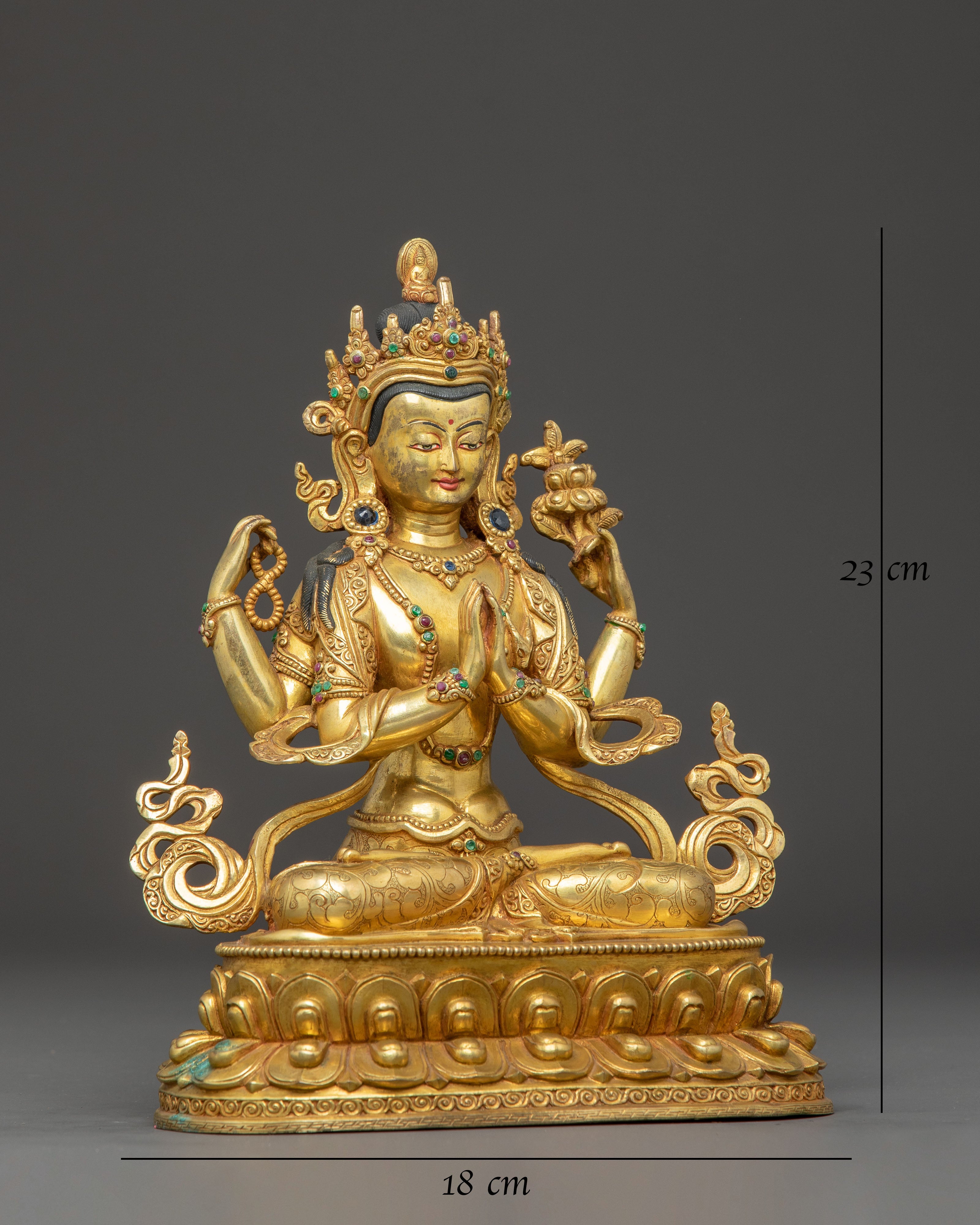 Handmade Chenrezig Copper Body Statue 