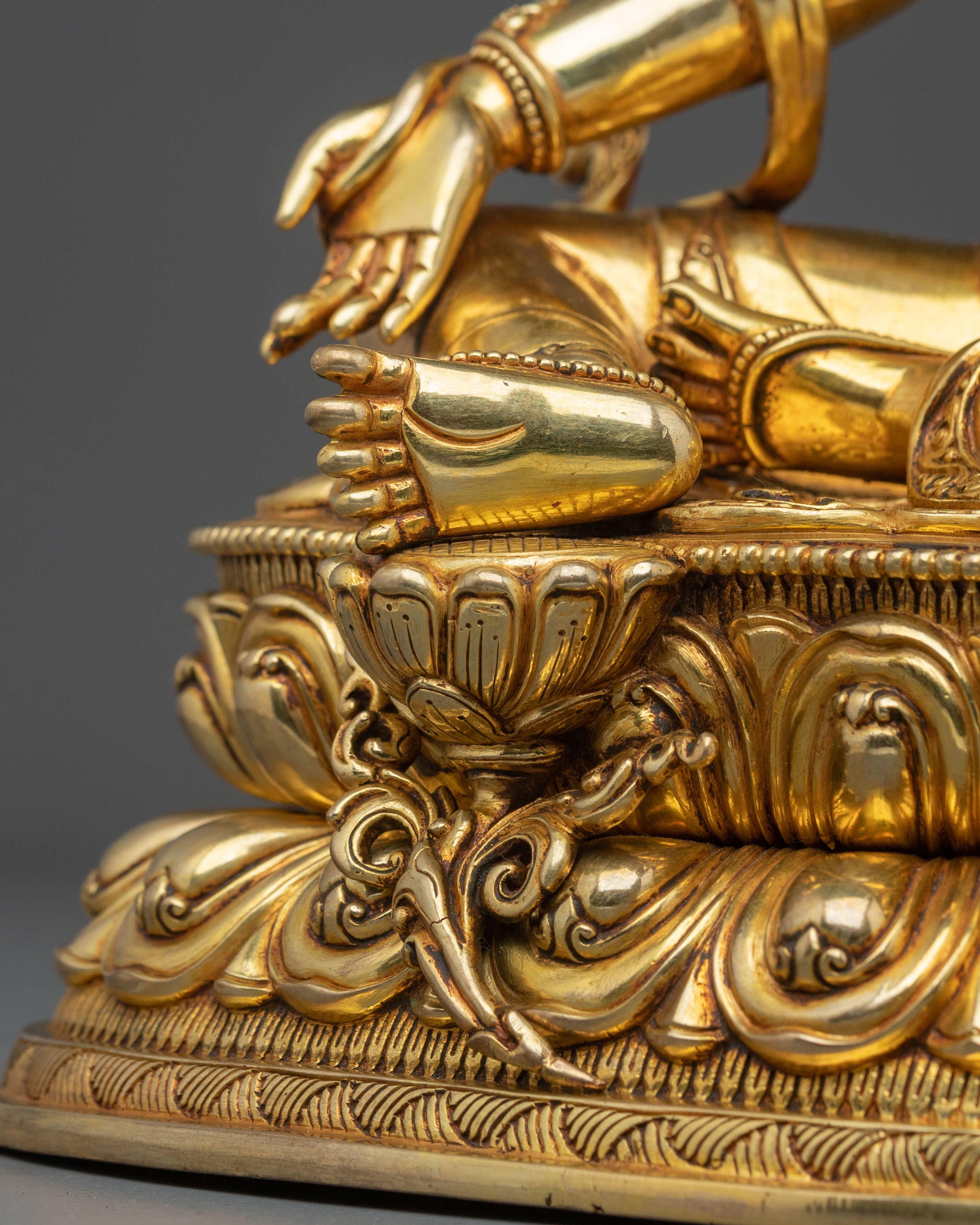 Green Tara 24K Gold Gilded Sculpture | Buddhist Protector