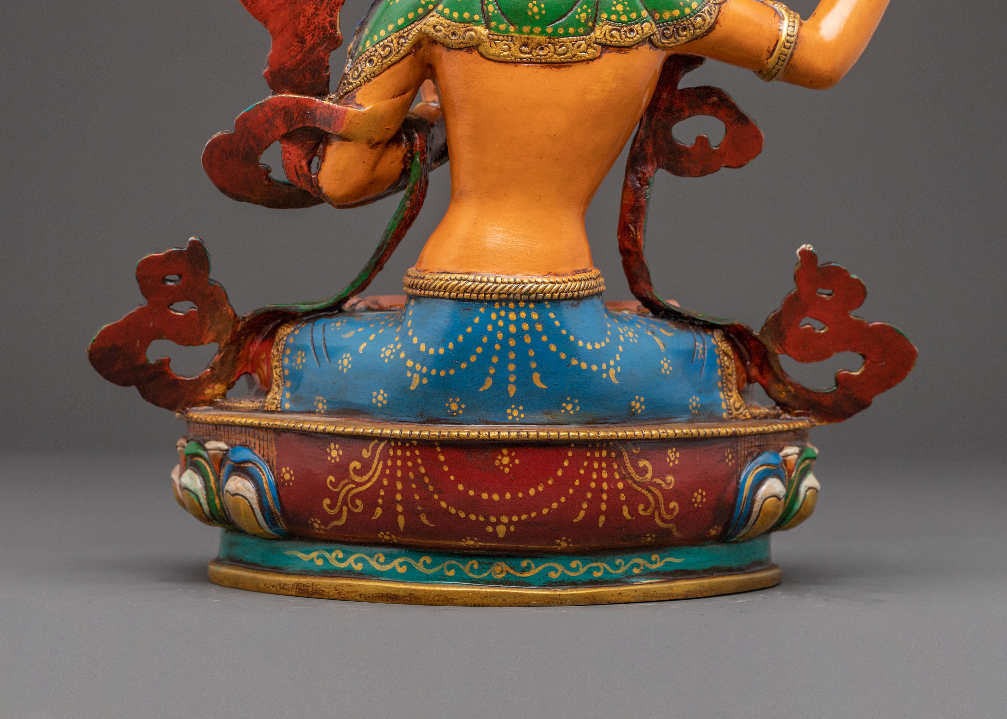 Handmade Statue of Bodhisattva Manjushri: Himalayan Artwork