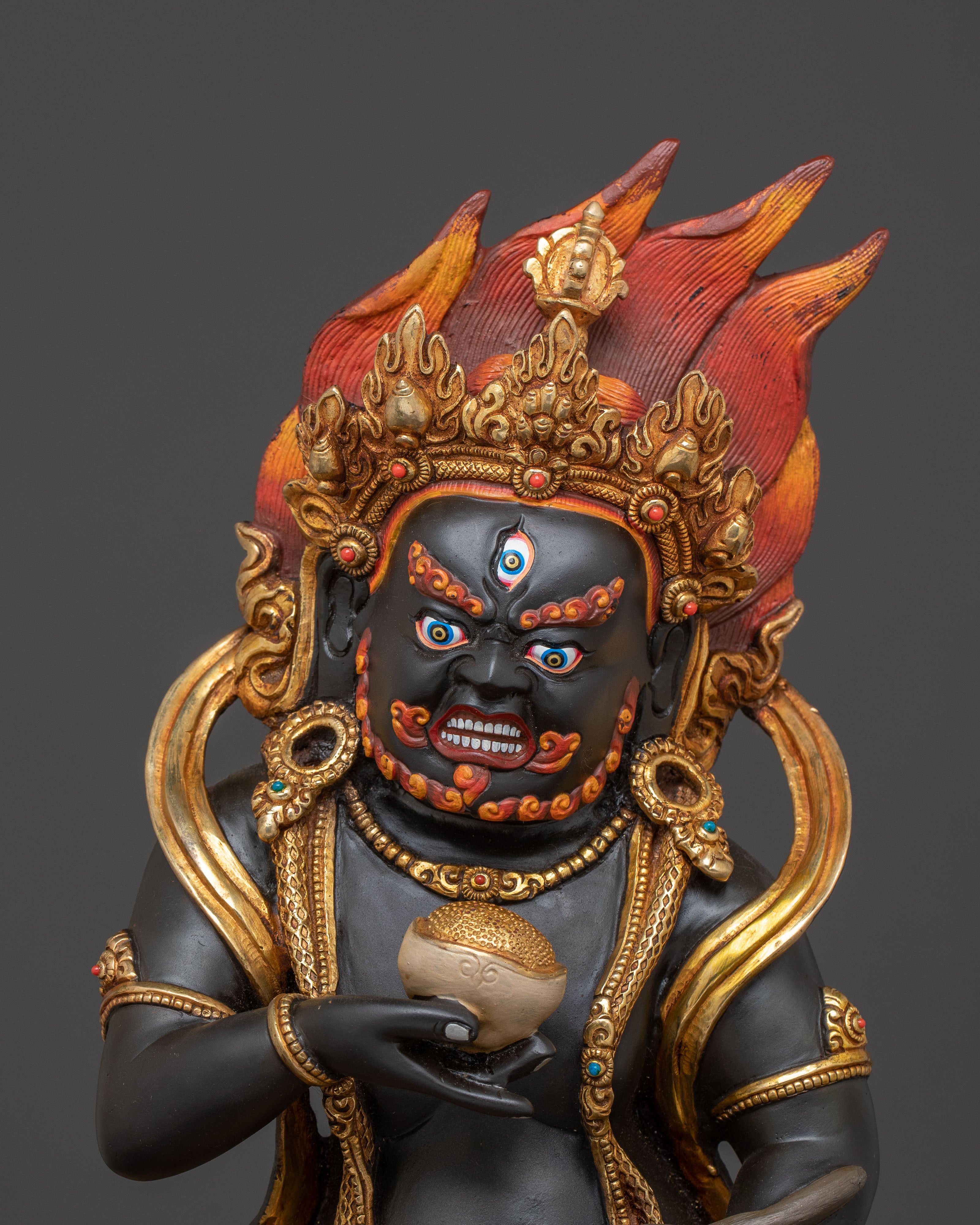 Black Dzambhala Prosperity Statue | Exquisite Gilded Copper Art