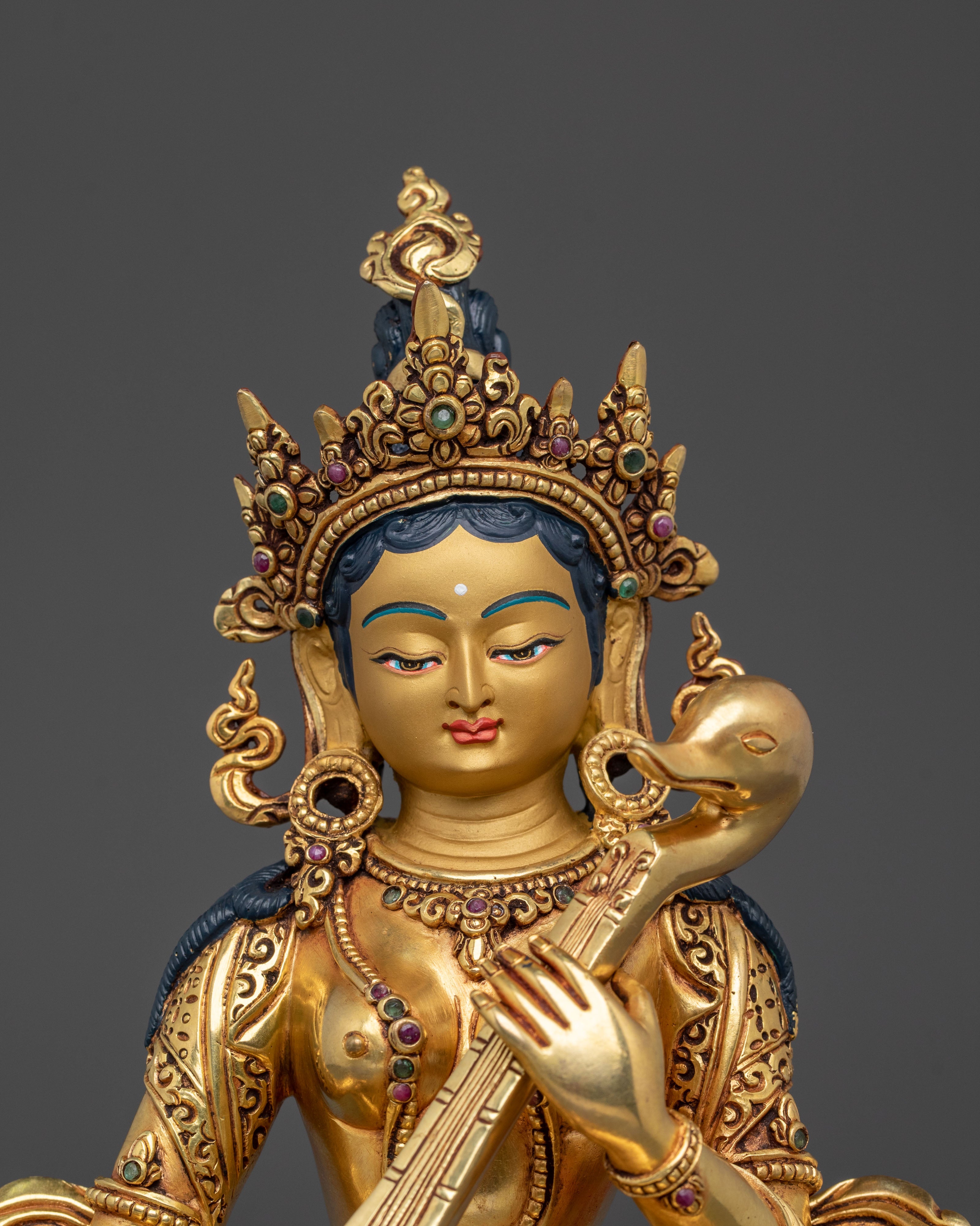 Devi Saraswati Sacred Statue | 24K Gold Gilded