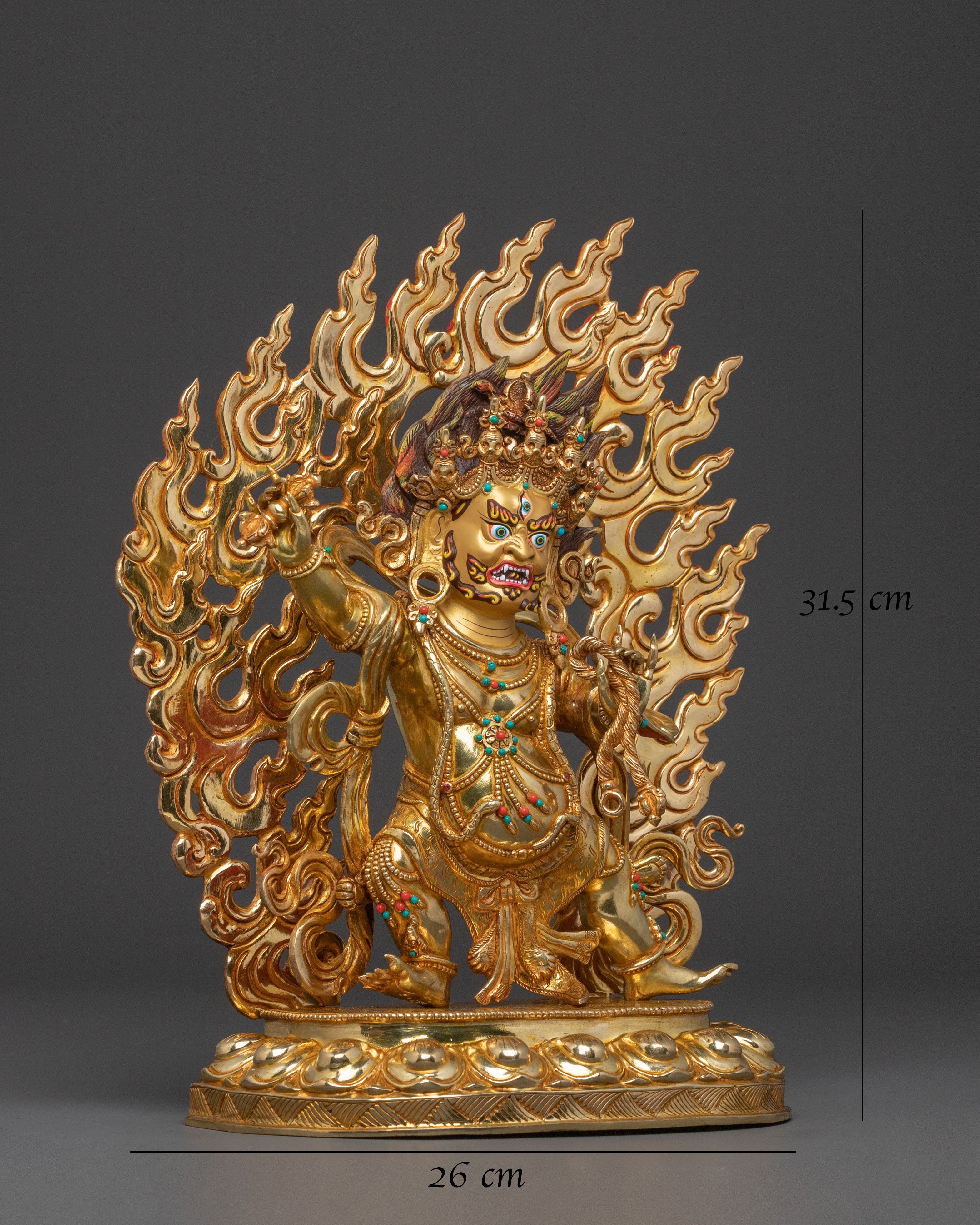 Vajrapani Protector Icon: 24K Gold Gilded Sculpture