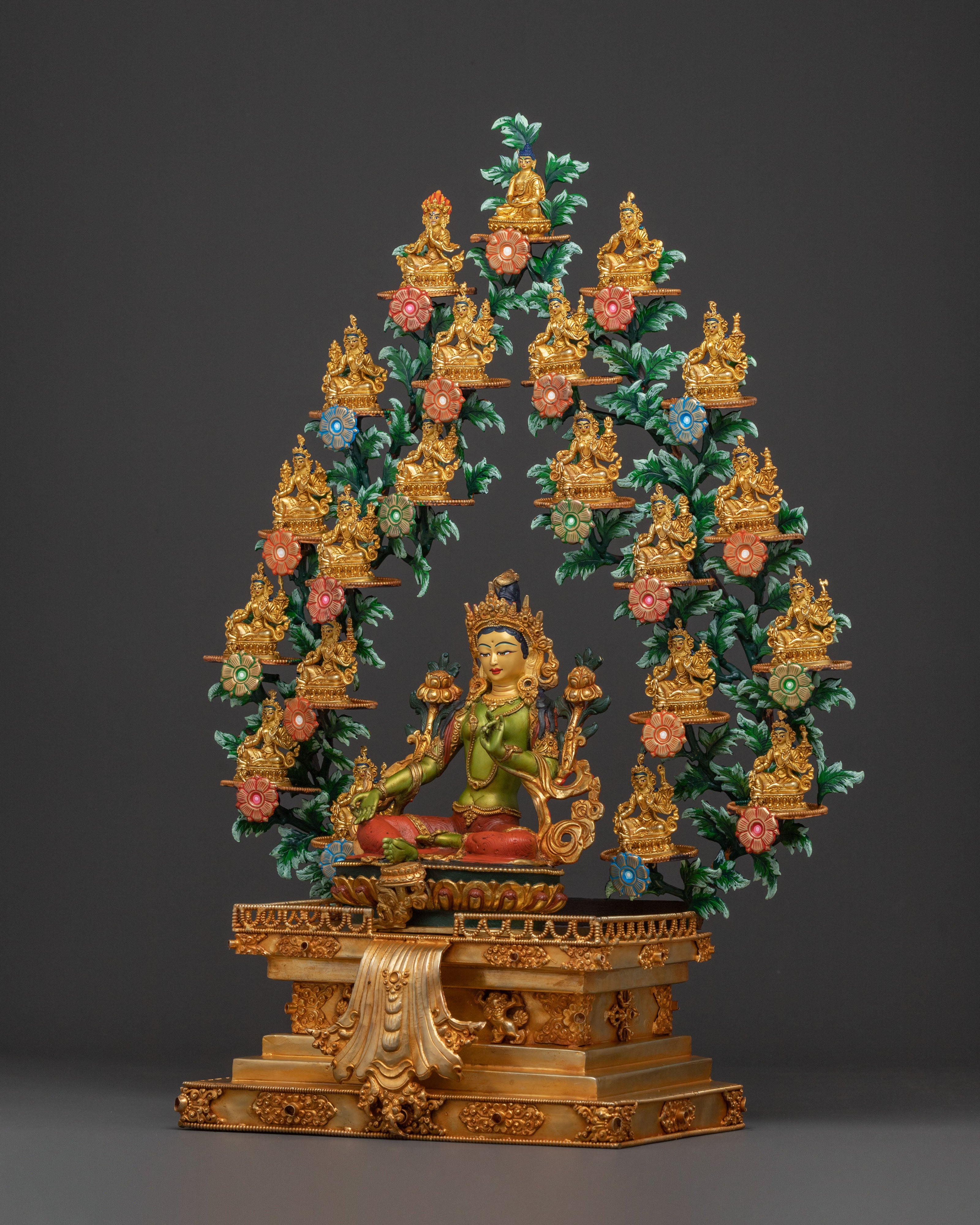 Handcrafted 21 Tara Statue Set | Altar Home Decor