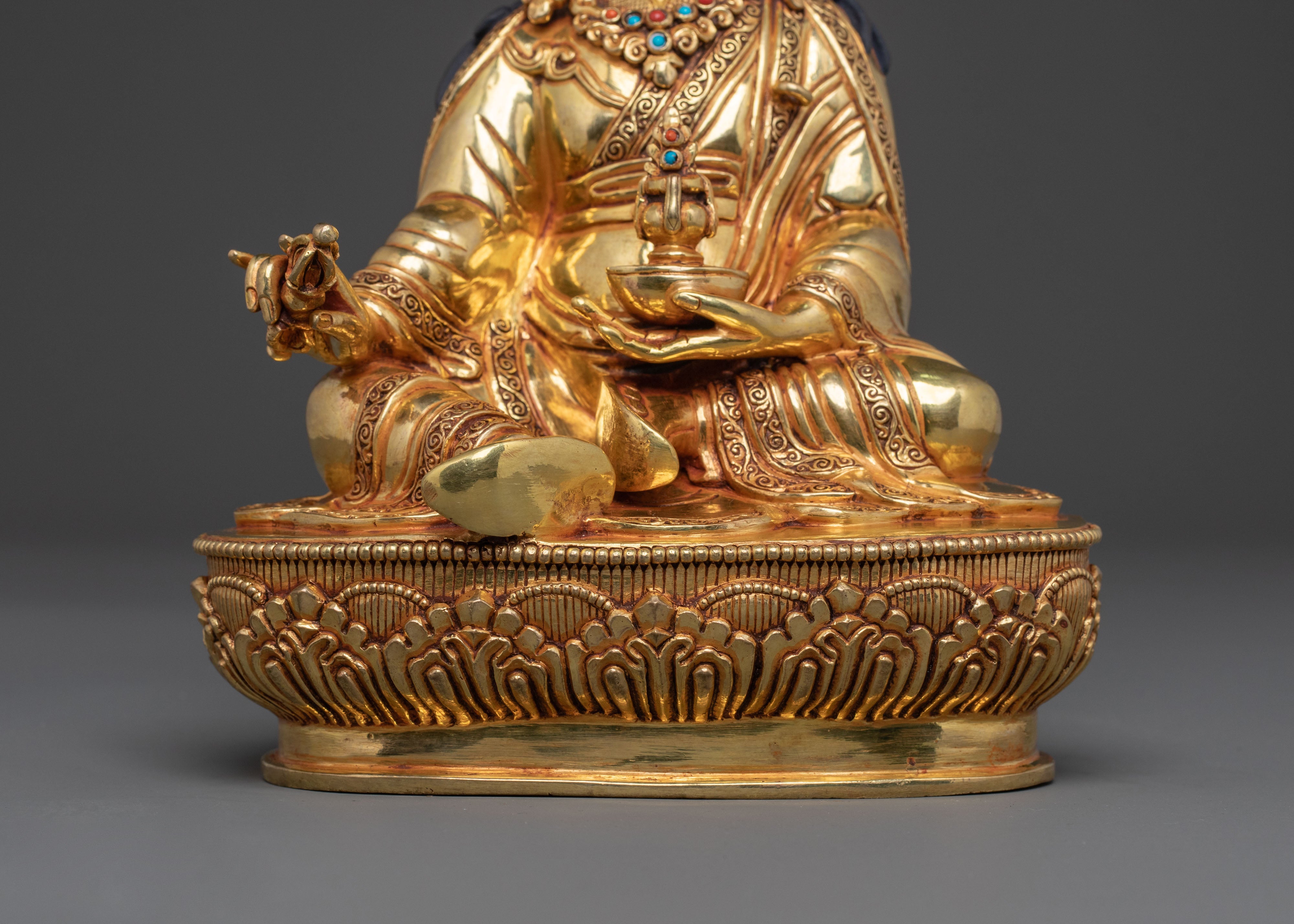 Guru Rinpoche Statue | 24K Gold Gilded Buddhist Icon