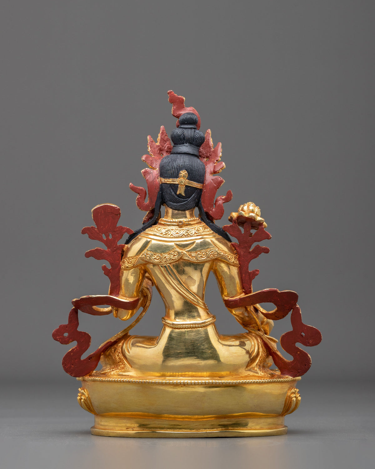 Buddhist Green Tara Meditation Statue in 24K Gold Gilded Copper