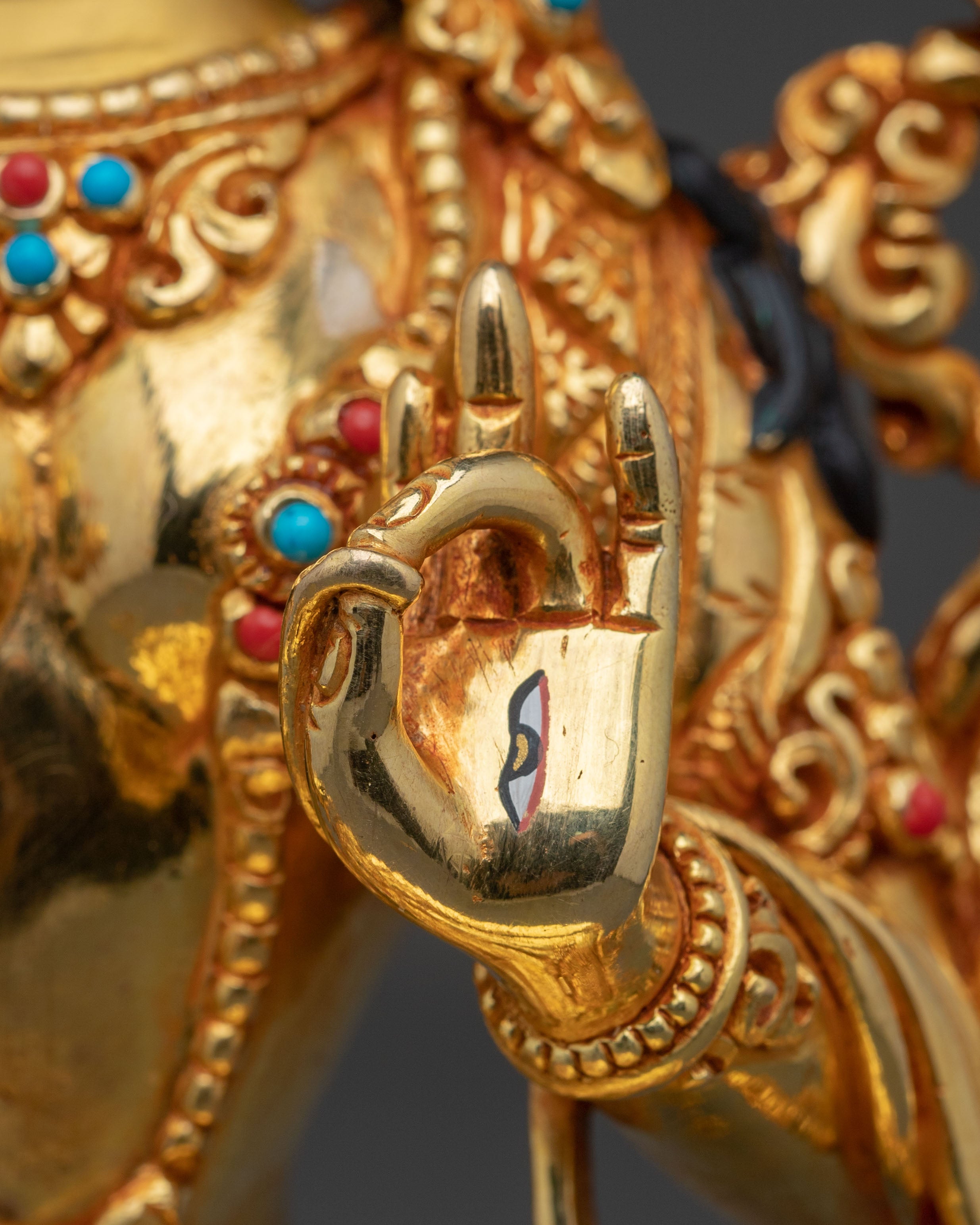 Tibetan White Tara Goddess Sculpture | 24K Gilded Serenity