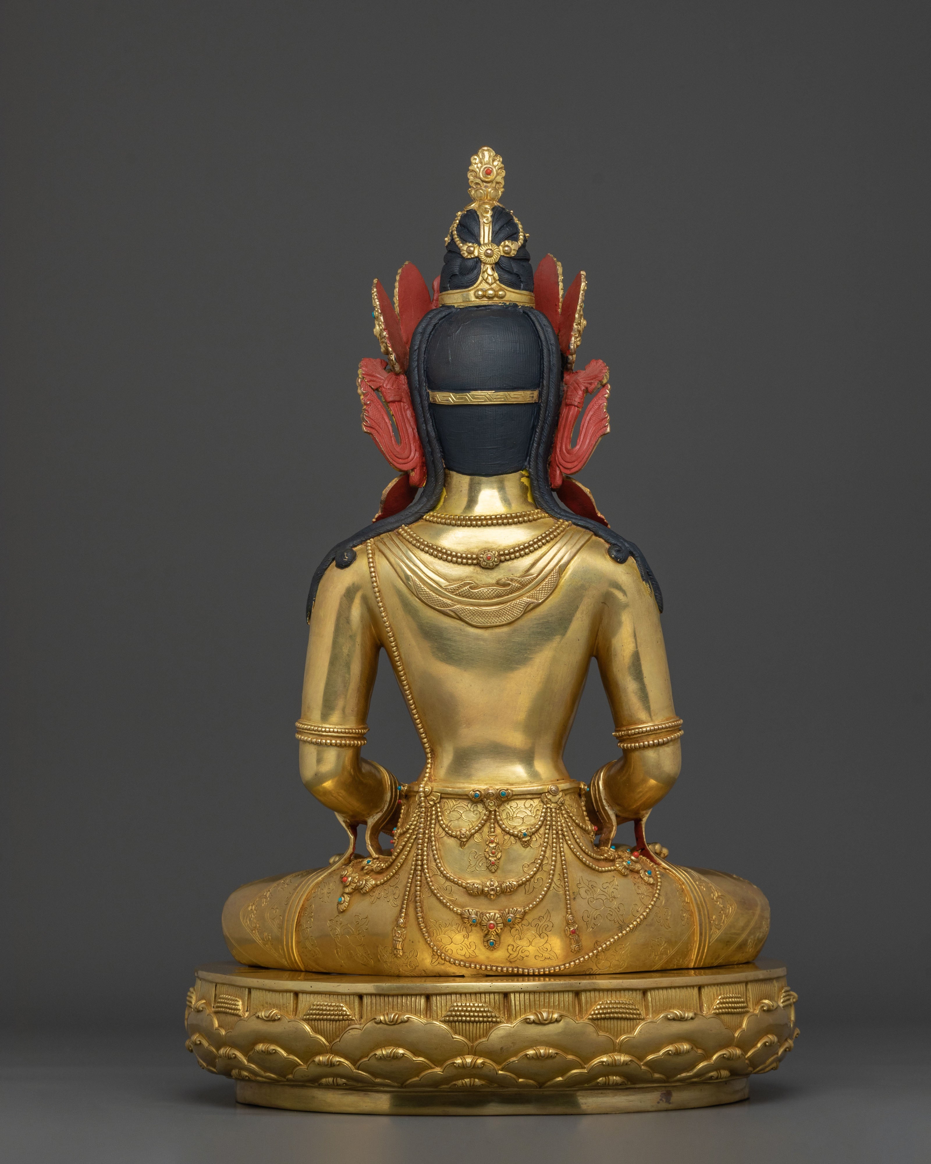 Crown Amitabha Buddha 24K Gold Gilded Statue