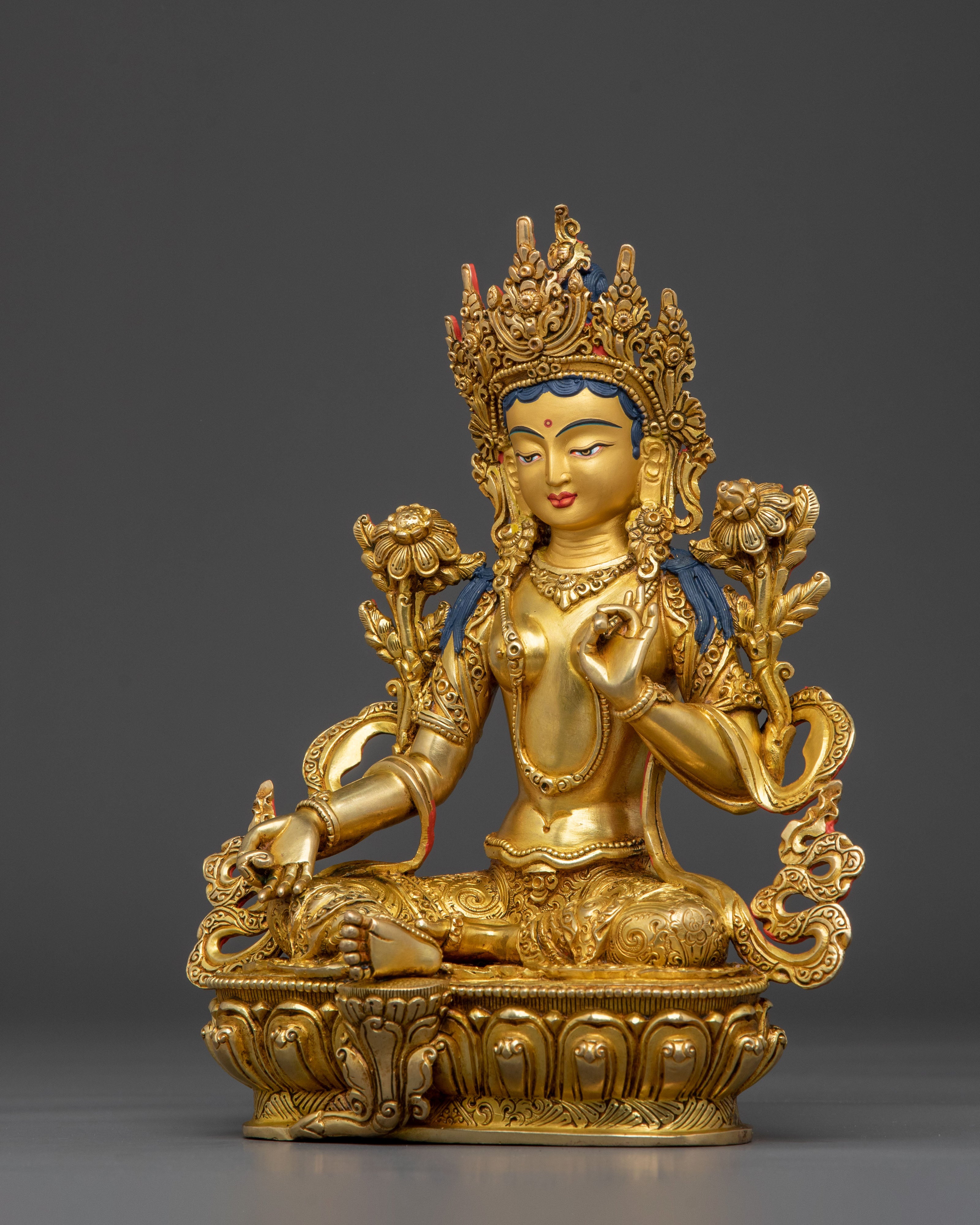 Green Tara Home Shrine Statue: Goddess of Compassion & Swift Blessings