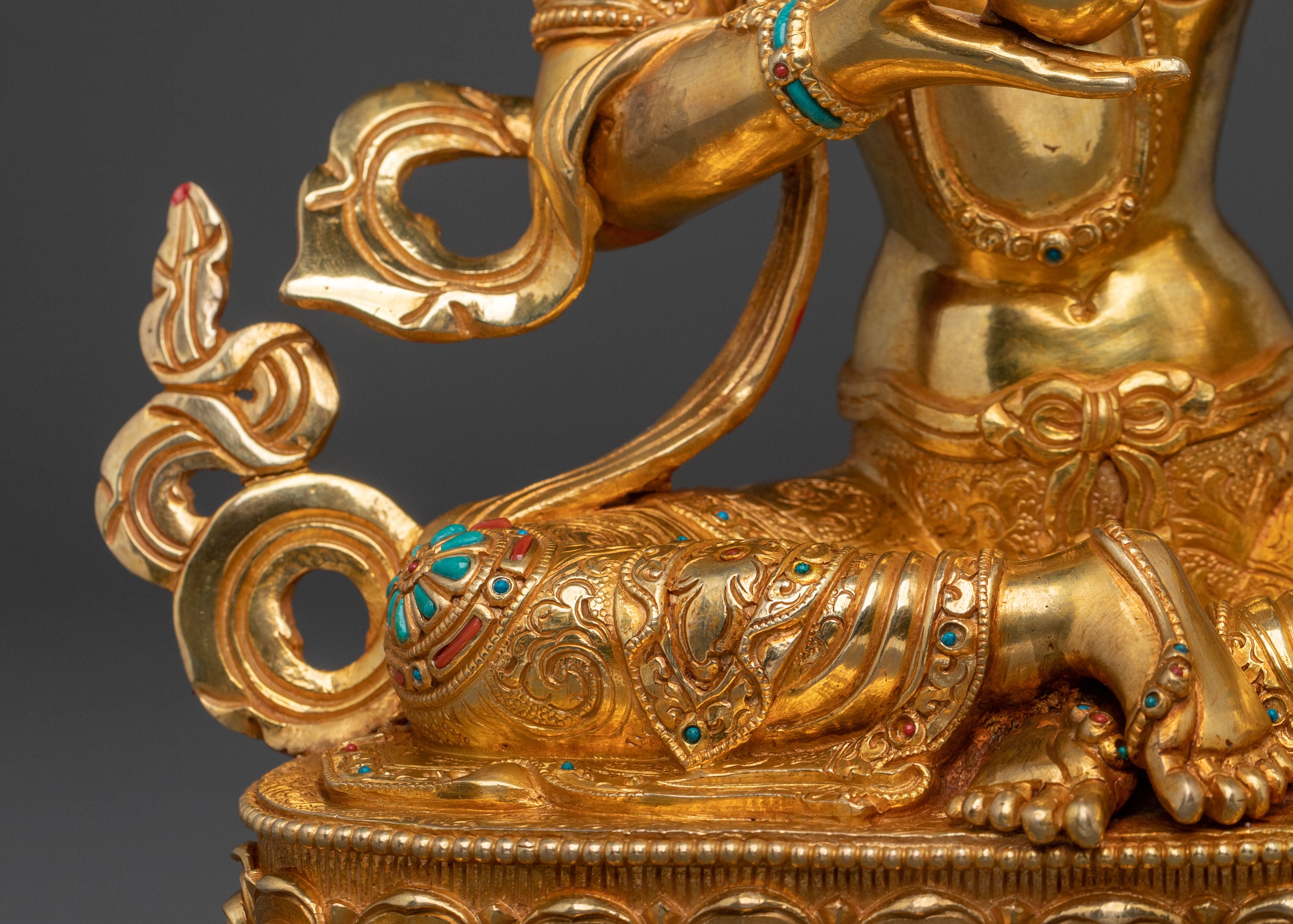 Kshitigarbha Statue | 24K Gold Gilded Buddhist Sculpture